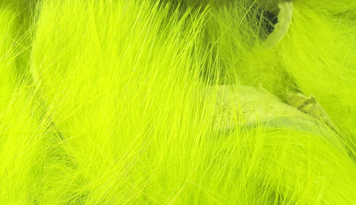 Hareline Fly Tying Magnum Rabbit Strips – Wide Rabbit Fur Strip Material for Streamers, Pike, Musky & Saltwater Flies (Fl. Yellow Chartreuse)