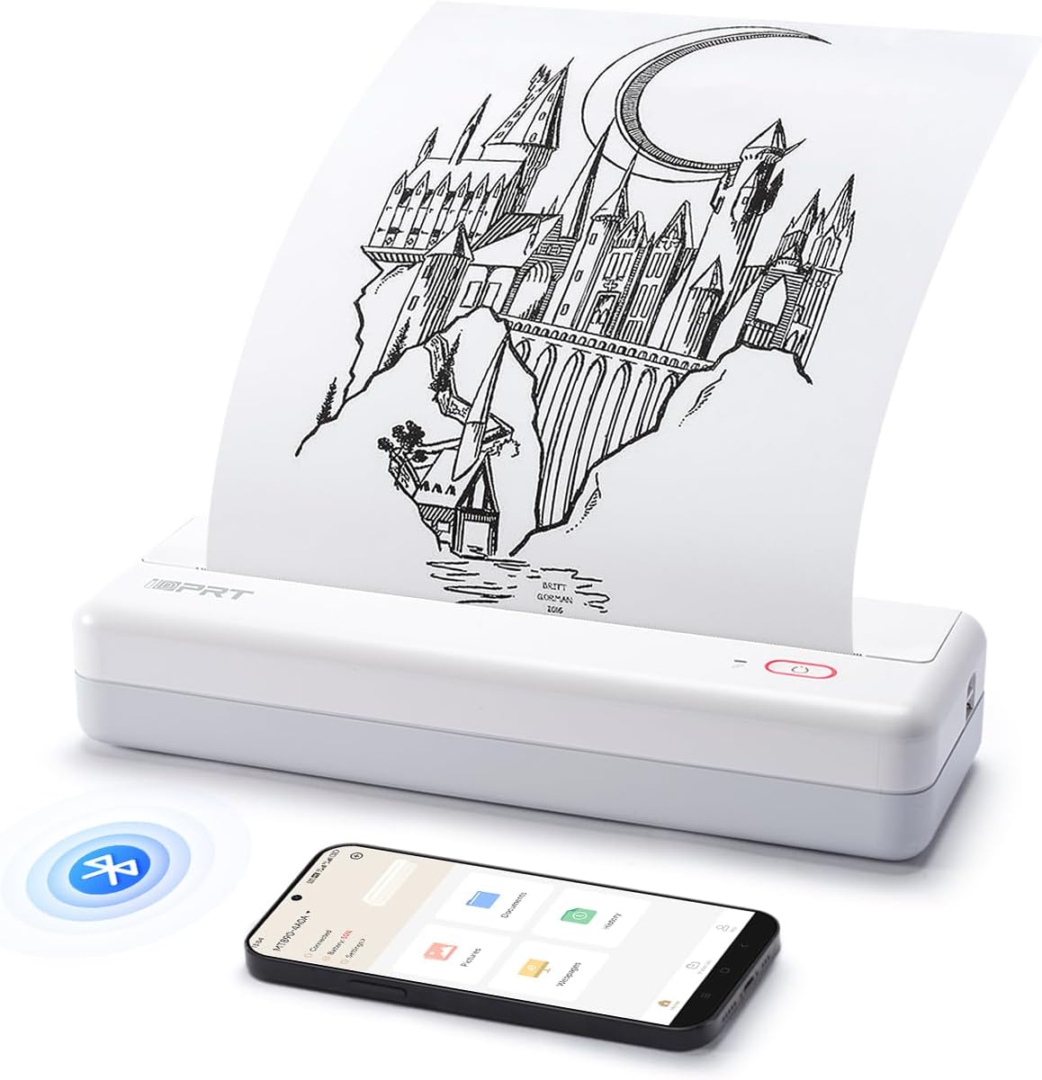 iDPRT MT890 Portable Wireless Printer - with Thermal A4 Paper, Bluetooth Inkless Printer for Travel/Home, Support US Letter&A4&A5 Size, Mobile Printers Compatible with iOS, Android & Laptop - White