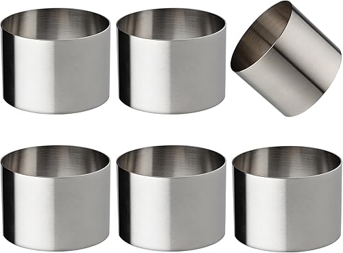 Anillos para tartas, 6 paquetes de 2 x 2 pulgadas, de acero inoxidable, antiadherentes, moldes de anillo redondo, moldes de mousse para postre,