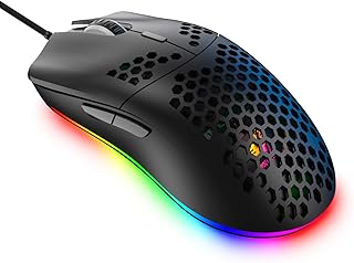 Lightweight Gaming Mouse,26 Kinds RGB Backlit Mice,PixArt 3325 12000 DPI Mouse,Ultralight Honeycomb Shell Ultraweave Cable Mouse and Anti-Key Can Be Set for PC Gamers and Xbox and PS4 Users