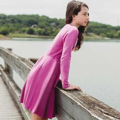 Miniatura 2 de City Threads Big Girls Cotton Long Sleeve Twirly Skater Party Dress, Cotton SPD Sensory Clothing Sensitive Skin