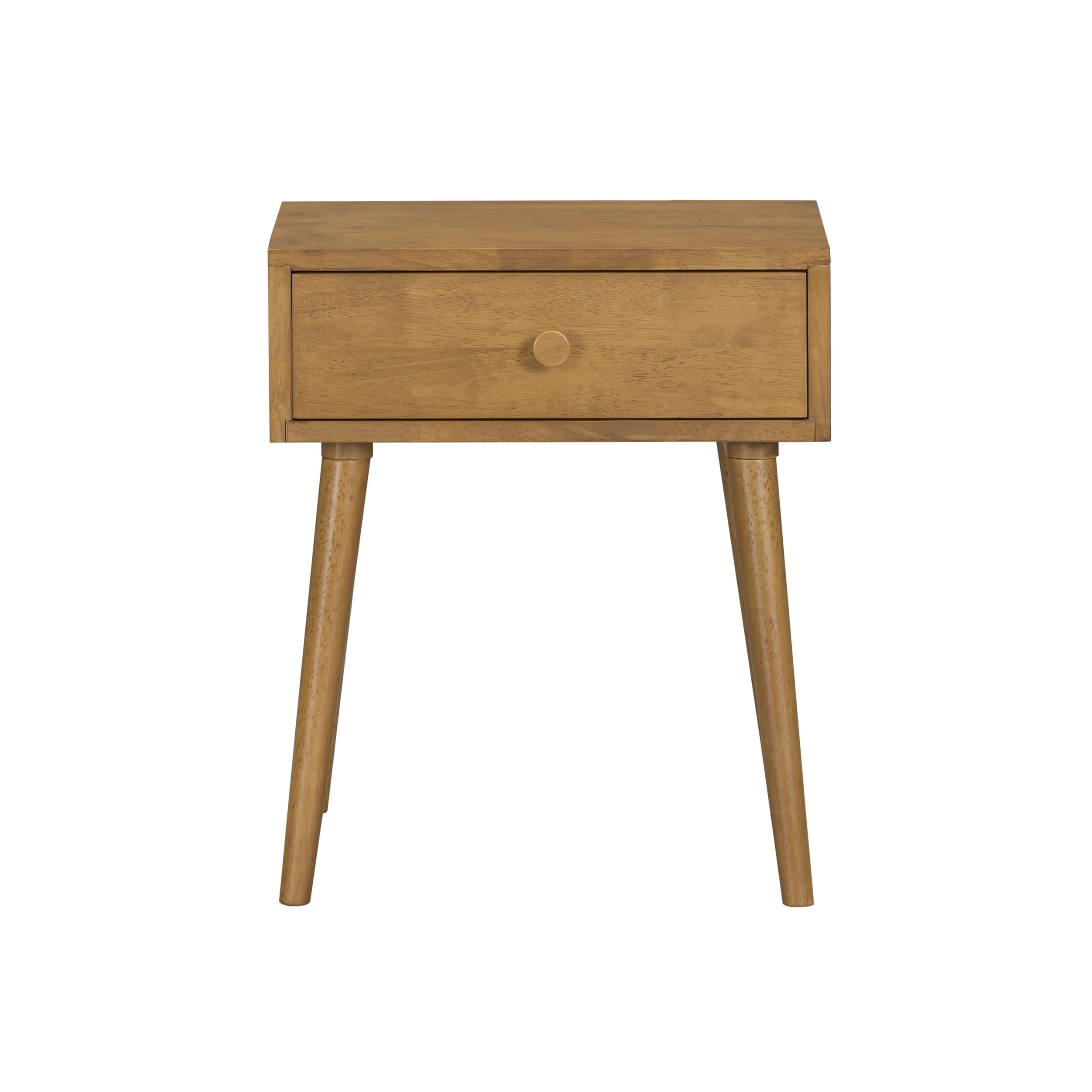 NTC Lux Solid Wood Nightstand, Mid Century Modern Side Table Bedroom, Bedside Furniture, Night Stand, End Table, Easy Assembly - Teak Look