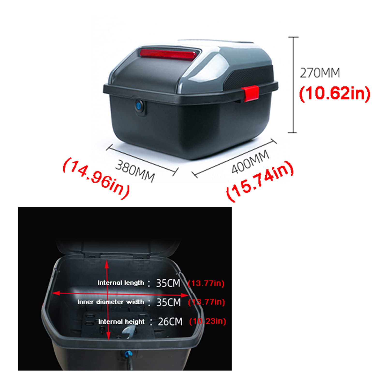 Bauletto Moto,Bauletto per Moto Universale,Baule per Moto, Utilizzati per Qualsiasi Motocicletta con Telaio, Auto Elettrica ECC., Chiave con Due Serrature di Sicurezza,Nero