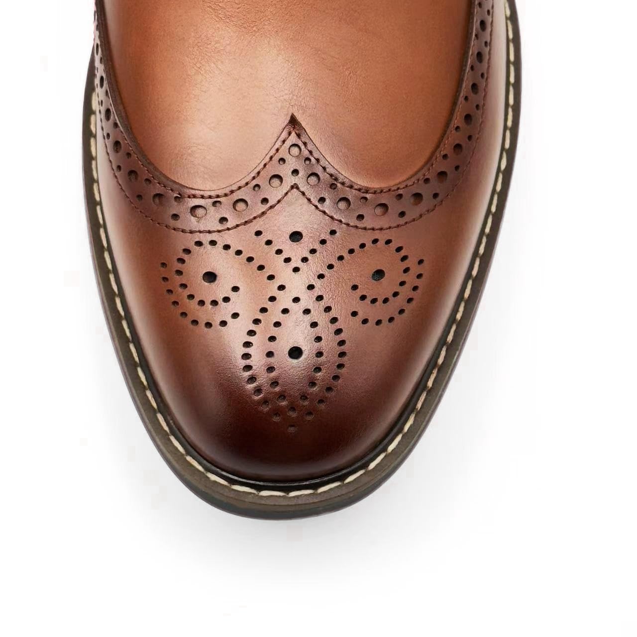 Finishing & Sewing Męskie buty ze szpicem skrzydłowym, klasyczny styl Brogue, sznurowane buty Oxford
