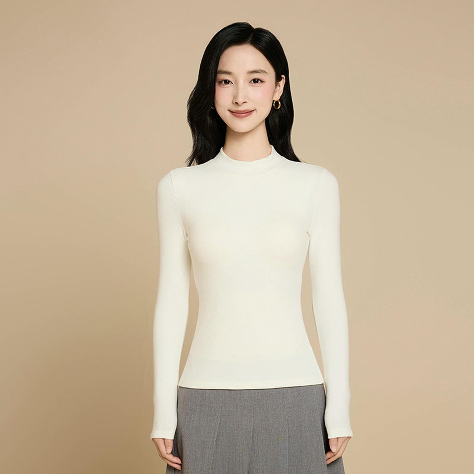 Maglia Termica Shirt da Fondo A Maniche Lunghe Autunno E Inverno Donna-Rosso-l