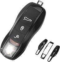 Vista 1 de QBUC Funda para llavero Porsche, 3 piezas pintadas compatibles con Porsche Cayenne Panamera Macan 911 Boxter Cayman (negro)
