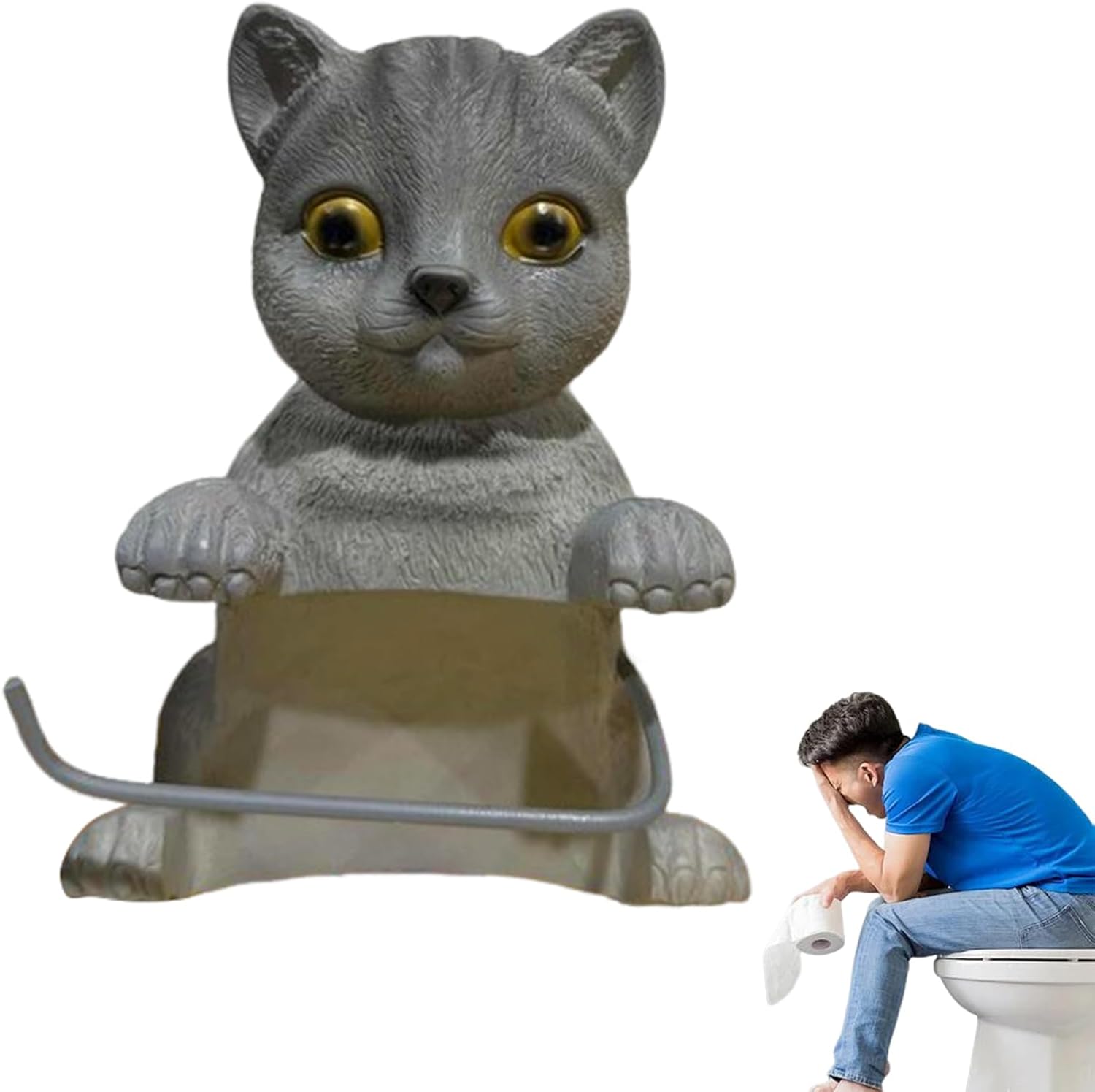 Toilet Paper Holder,Cat Toilet Paper Stand | Wall Mounted Roll Rack, Cute Dispenser - for Kitchen Restroom Dorm Home Organization