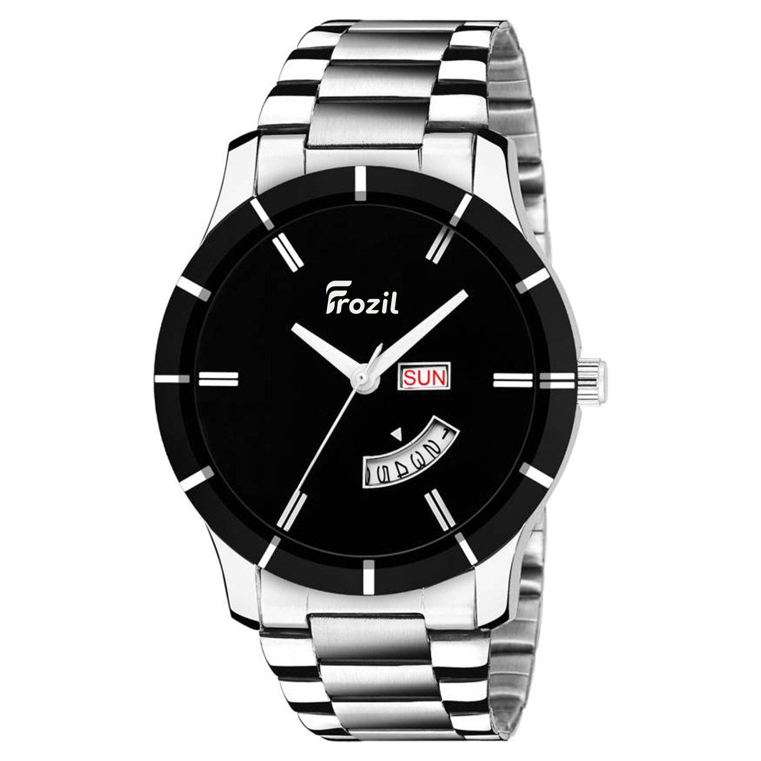 See full amazon price history chart for FROZIL Analogue Black Day Date Dial Stainless Steel Watch for Mens(EG-M-114) FROZIL Analogue Black Day Date Dial Stainless Steel Watch for Mens(EG-M-114) (B085G3R8YK) Amazon Price History, Amazon Price Tracker