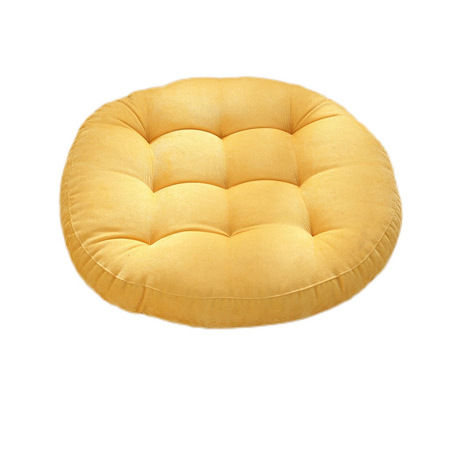 Cojín redondo grande para adultos y niños, cojín grueso para yoga y sala de estar (amarillo, 55 cm), almohada de suelo cómoda y elegante
