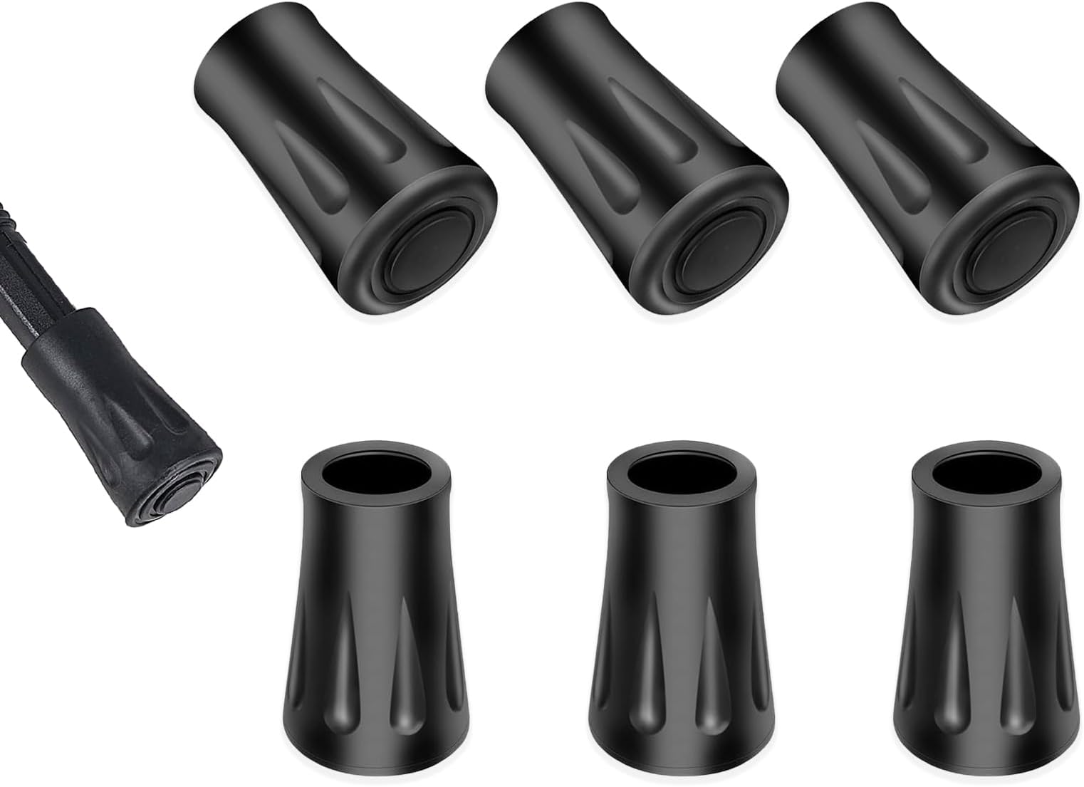 6 PCS Walking Stick Caps, Replacement Rubber Tips, Trekking Pole Tip Protectors Fits Most Hiking Sticks, Trekking Poles, Walking Canes