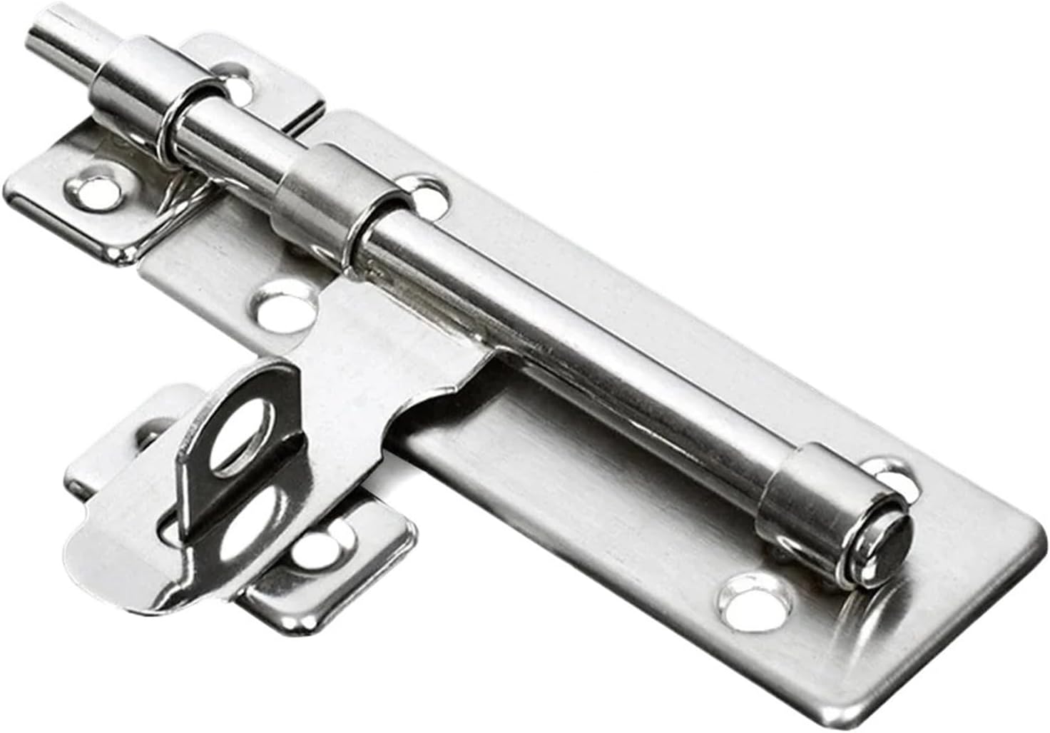 4 Inch Hardware Door Lock Stainless Steel Barrel Bolt Latch Padlock Clasp Set Brushed for Locking Door Window Drawer Cupboard 1Pcs