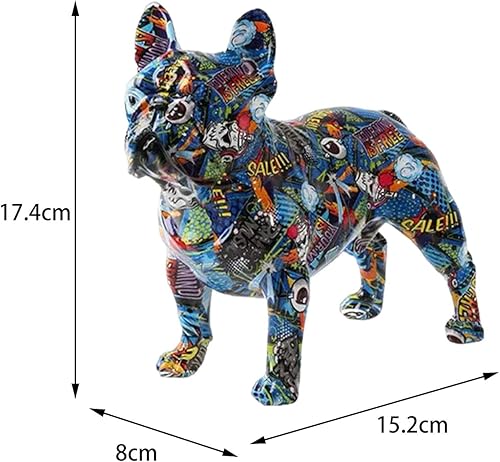 Miniatura 4 de Estatua de bulldog francés, estatuas de bulldog para decoración del hogar, estatua de animal, decoración de estantes, escultura artística de