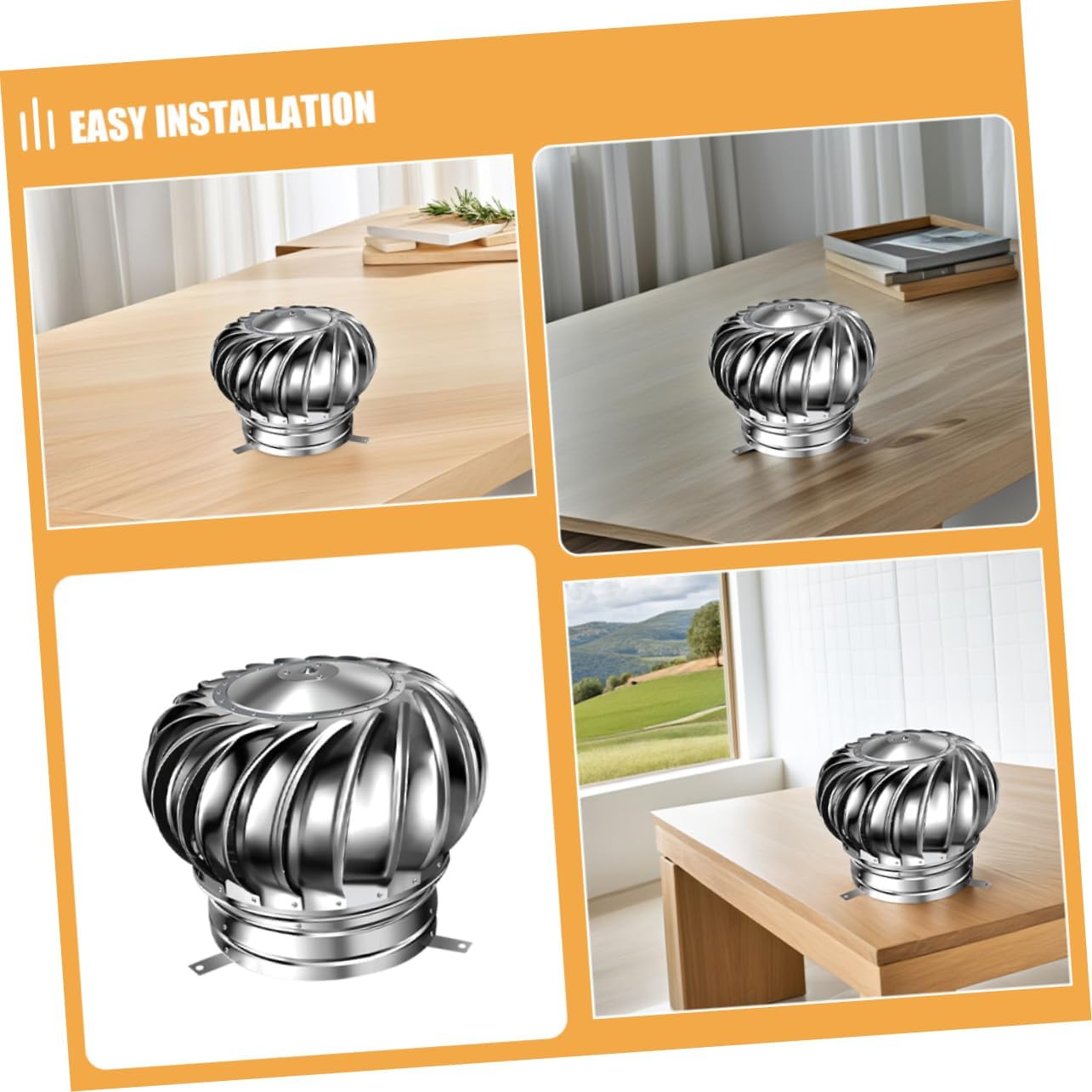 Tofficu Roof Ventilation Systems Rainproof Chimney Cap Ventilation Cap Stainless Steel Chimney Top Covers