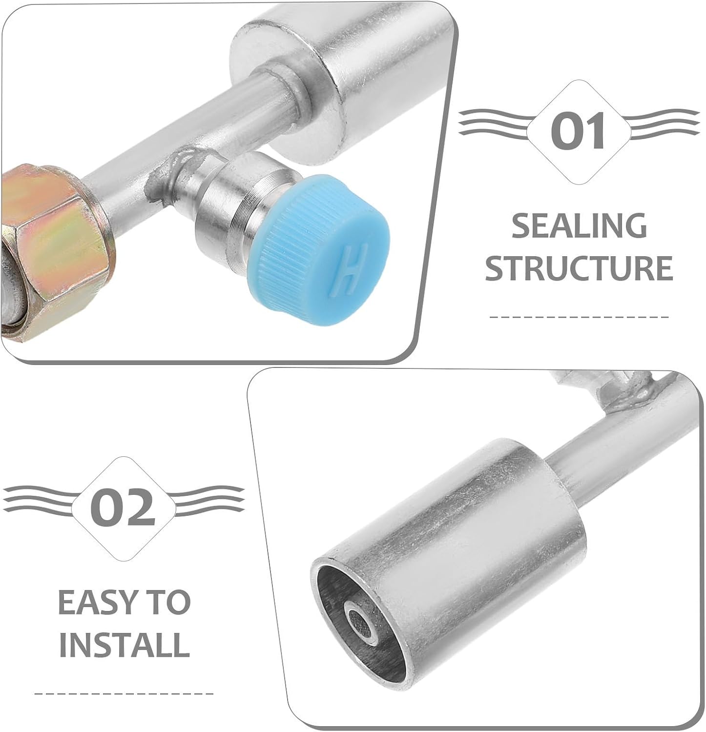 2pcs Aluminum Air Conditioner Fitting with Pressure Valve, Detachable Straight Coupler for Vehicle Air Conditioning Repair and Maintenance, High Cooling Efficiency