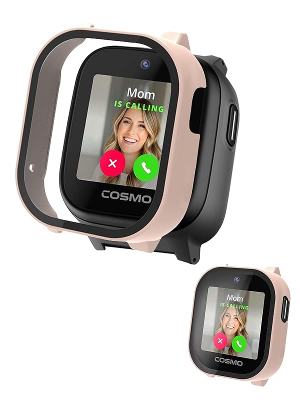 Case for JrTrack 5,NOUKAJU Protective Cover SmartWatch,Built-in 9H Tempered Glass Film, Hard PC,Easy to Install,Screen Protector for Cosmo JrTrack 5(Pink) by NOUKAJU - Used condition - US$4.94
