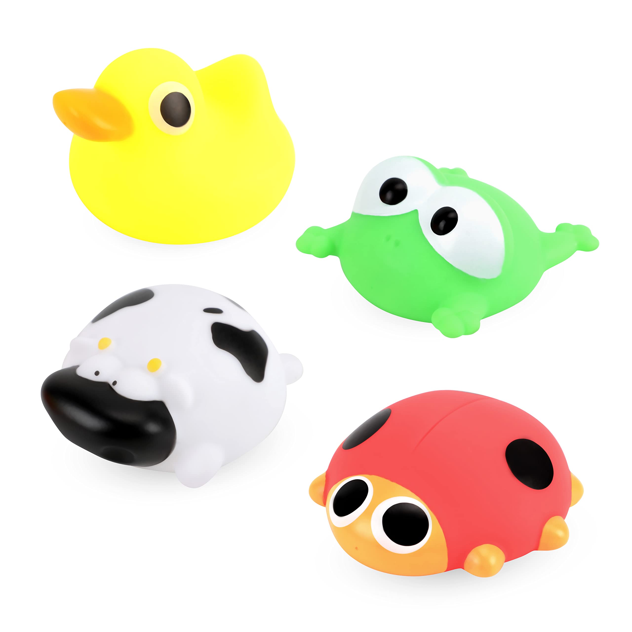 The Moon Brand Bath Farm Animals Toy Set – Floating Barnyard Bathtub Toys for Toddlers – Soft, Sensory & Fun Baby Pool Accessories – with Quick Dry Hanging Mesh Storage - Duck and animals