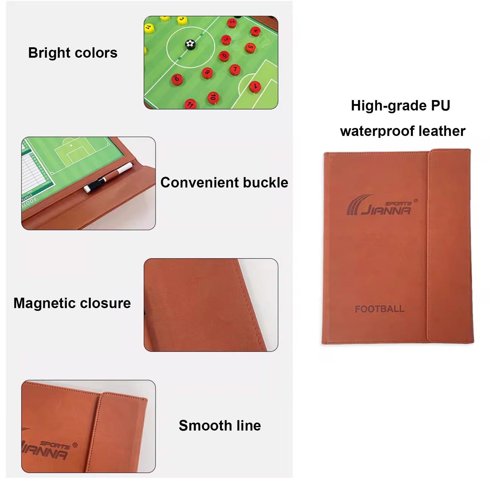 Pizarra Futbol Entrenador, Pizarra Tactica Magnetica Futbol Portátil, Carpeta Táctica de Entrenamiento Plegable, para Entrenar Jugadas, Entrenamiento