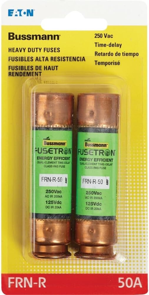 Bussmann 50A FRN-R Heavy-Duty Time Delay Fuse (2-Pack) - 1 Each