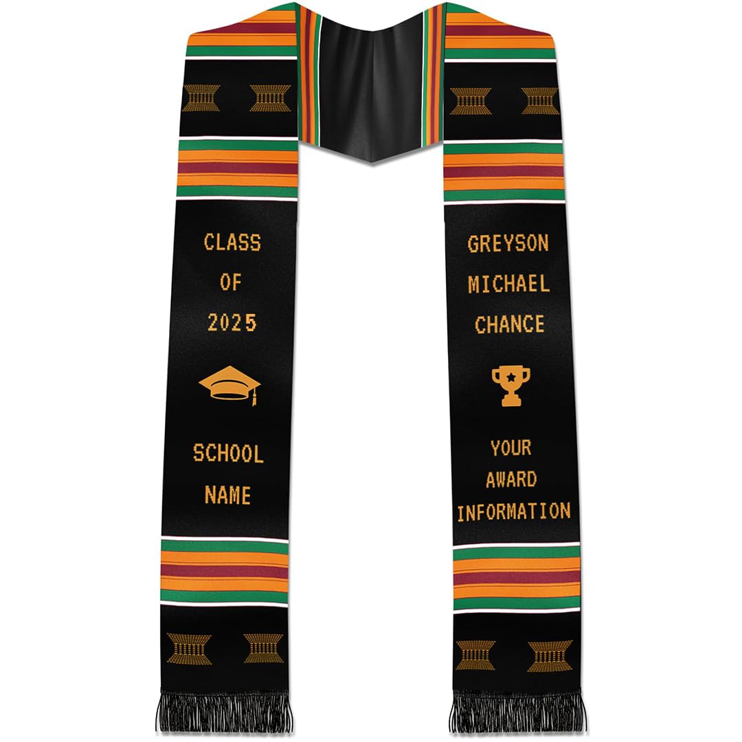Aokizkdzsw Graduation Stole Customize Black Girl Magic Kente Graduation Stole 2025, Custom Mexico Graduation Sash Class of 2025