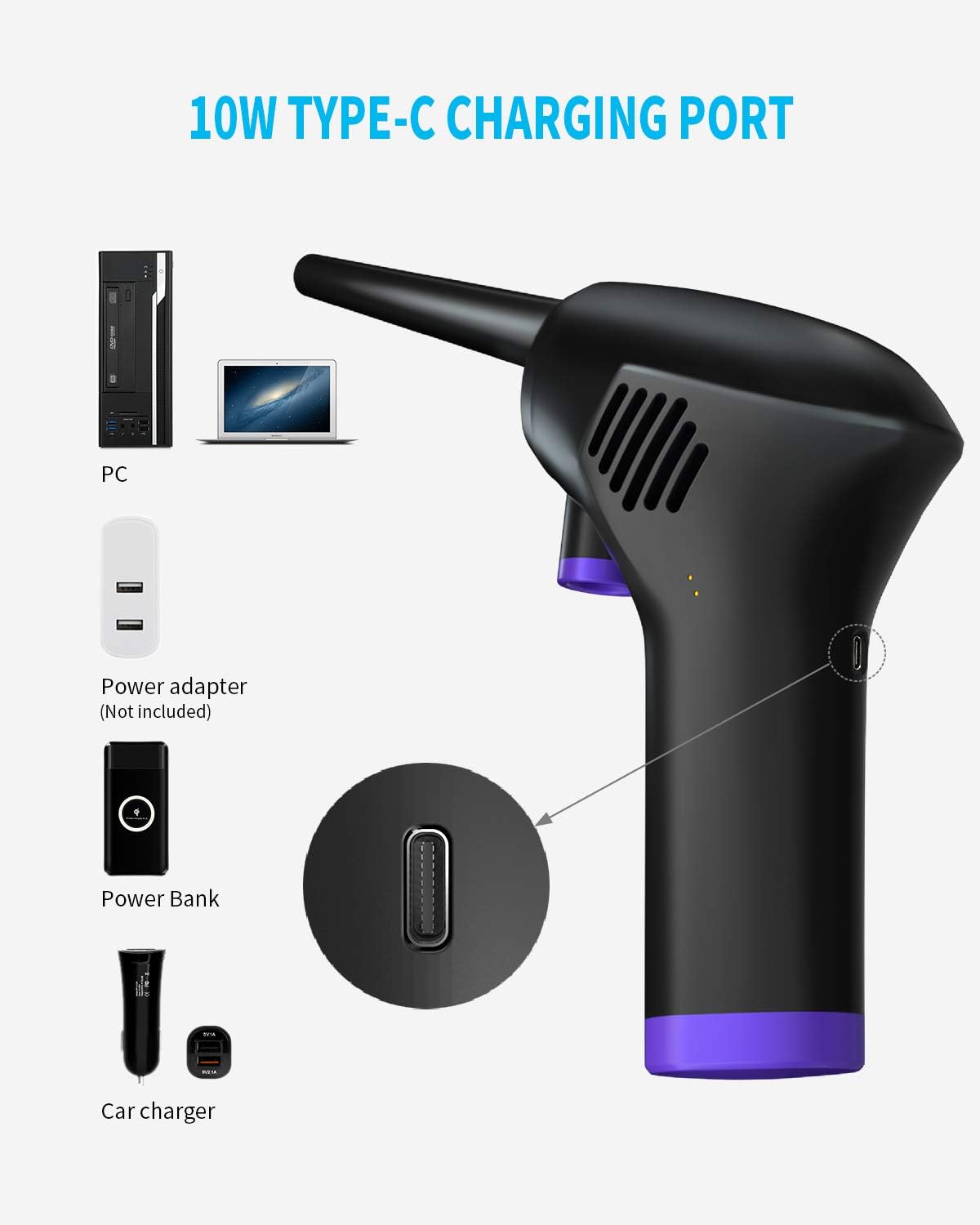 Crazy Deals ALPTHY Air Duster, Electric Cordless Air Duster Keyboard Cleaner with 15000mAH Rechargeable Battery, Alternative to Compressed Air Can for Computers, Enhanced 36000 RPM, 10W TYPE-C Port, Cleaning Gel