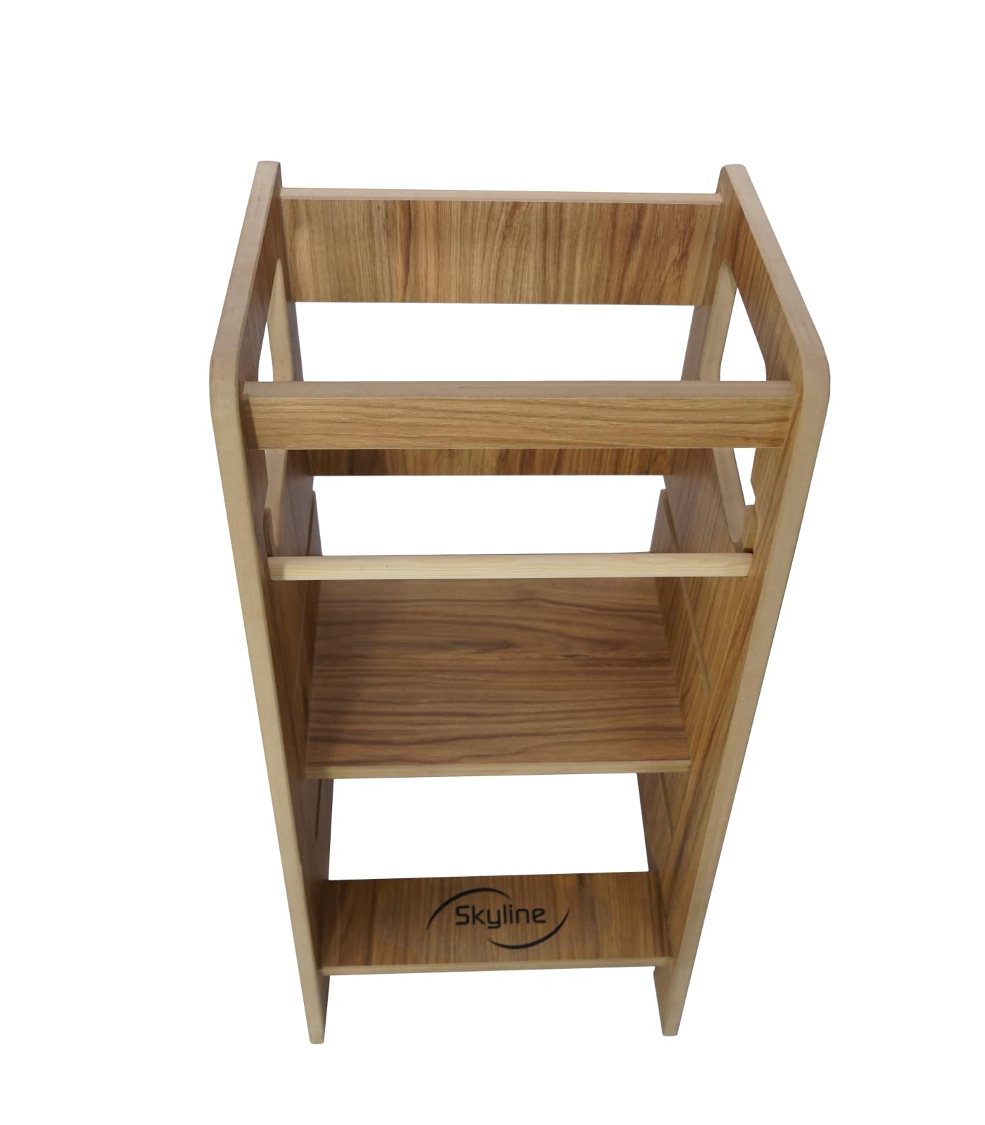 Skyline Steh und Lernturm Baby ab 1 Jahr Montessori Learning Tower Höhenverstellbar Tritthocker Kinder Indoor Möbel Kinderzimmer Trittschemel Kitchen Helper Hochstuhl Faltbarer Braun Holzimitat