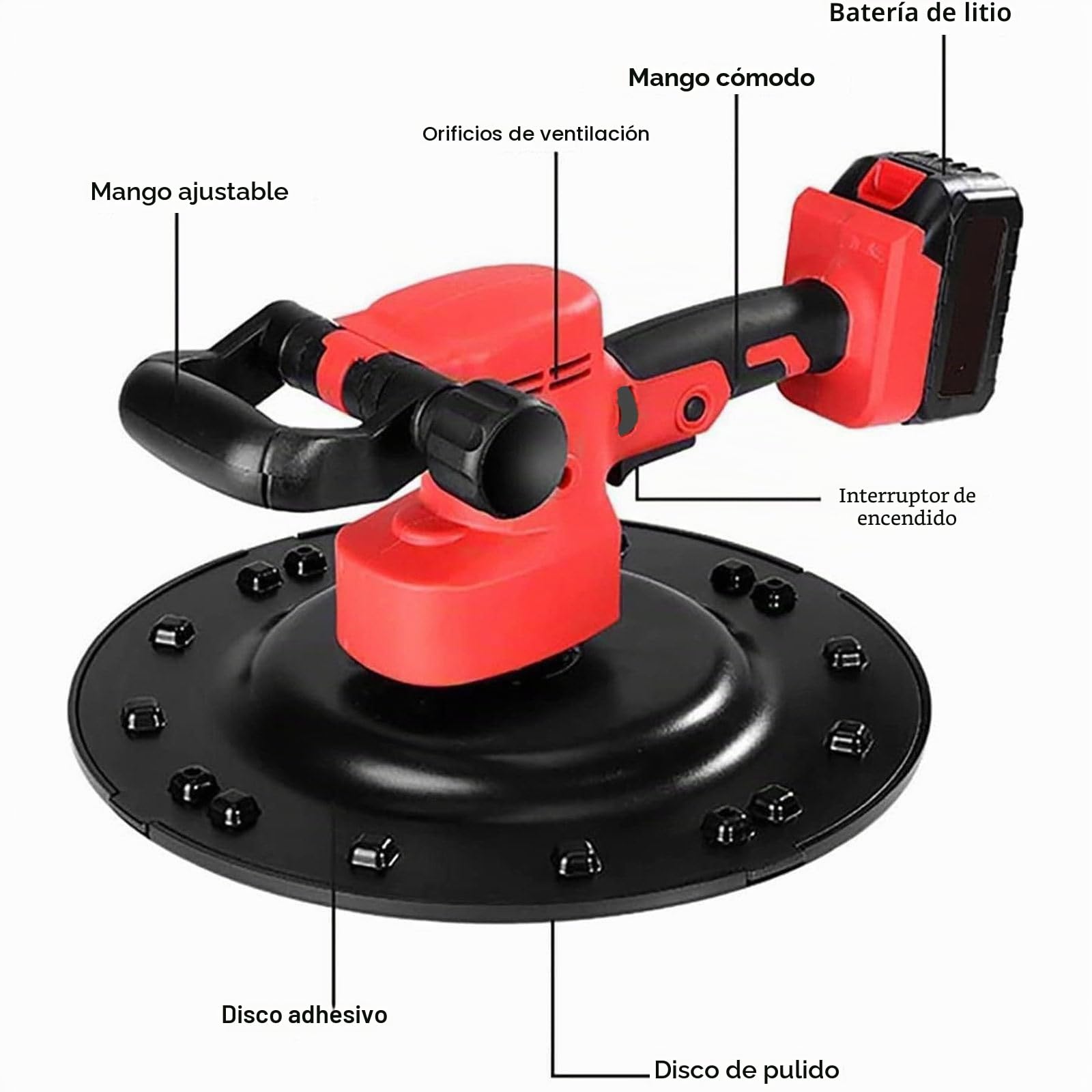 Máquina Pulidora de Alisado de Paredes con Paleta Eléctrica,Kit de Máquina de Alisado de Superficies de Paredes de Cemento de Mano,Para Construcción de Superficies de Mortero de Pared,2battery