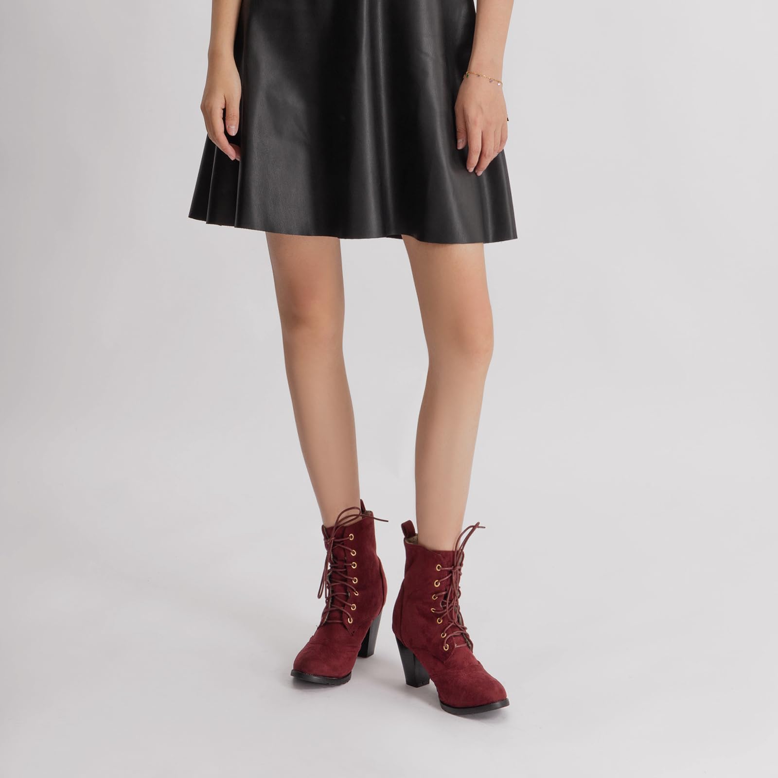 Bottines à talon bloc avec laçage pour femme fashion