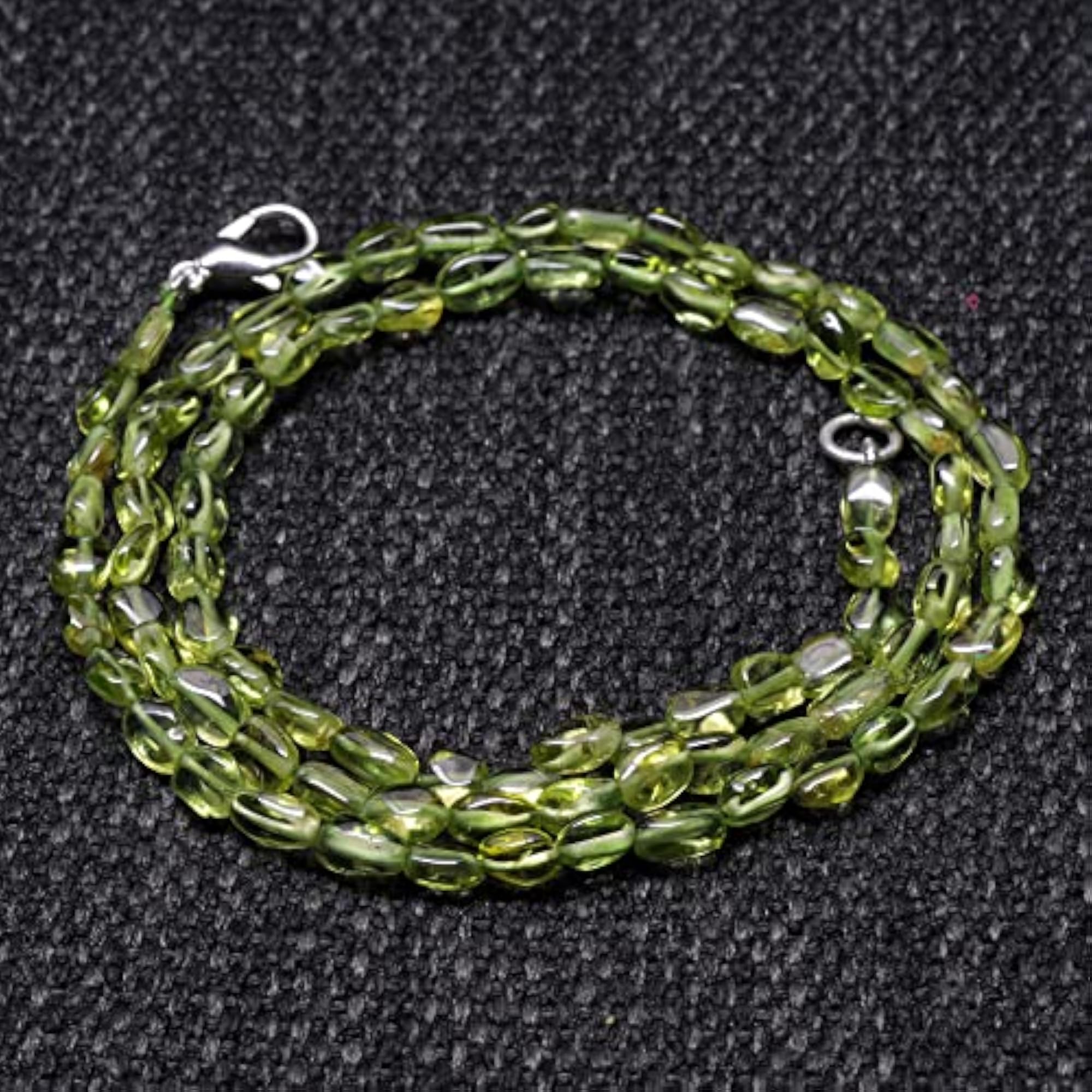 Peridot Gemstone Oval Shaped Cabochon Bead String