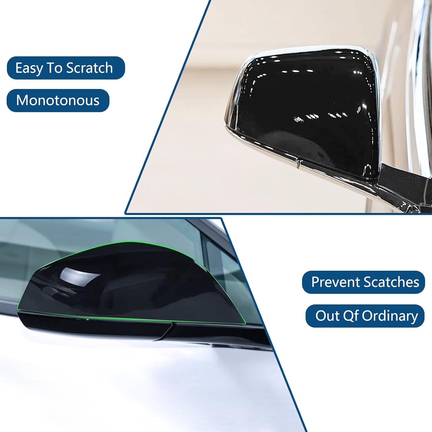 Side Door Rearview Mirror Cover Frame Trim for Tesla Model X 2016-2025 Car Exterior Decoration (Pack of 2) (ABS Gloss Black)