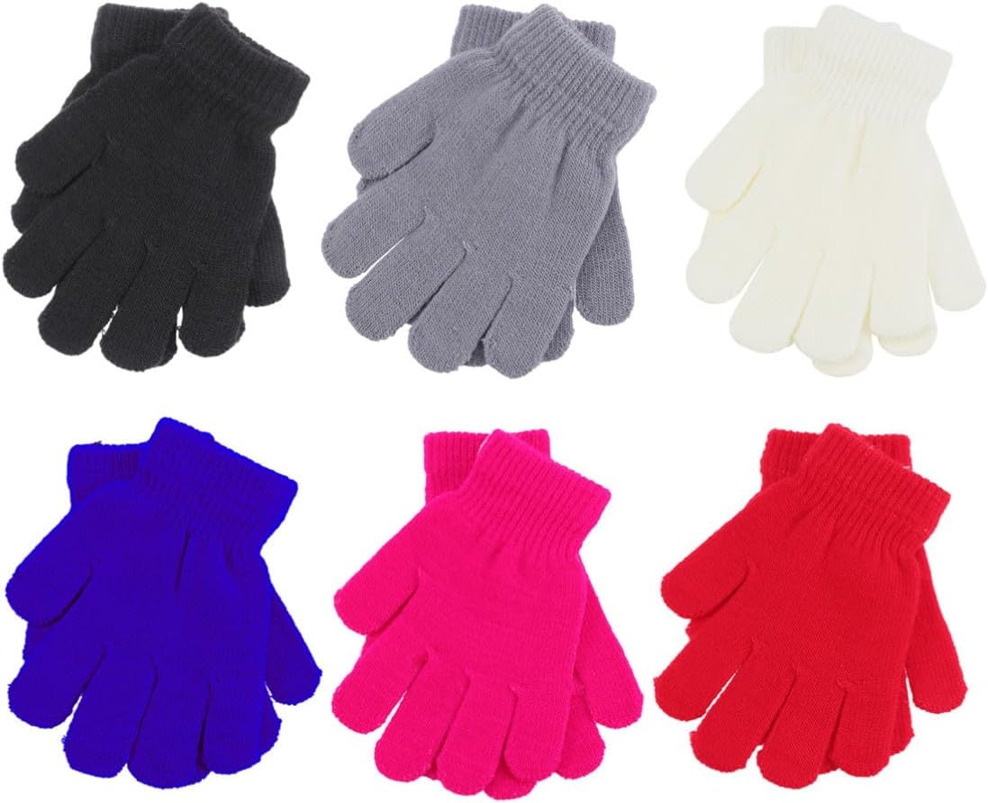 BESTOYARD Winter Warm Gloves, Stretchy Acrylic Spandex 6 Pairs