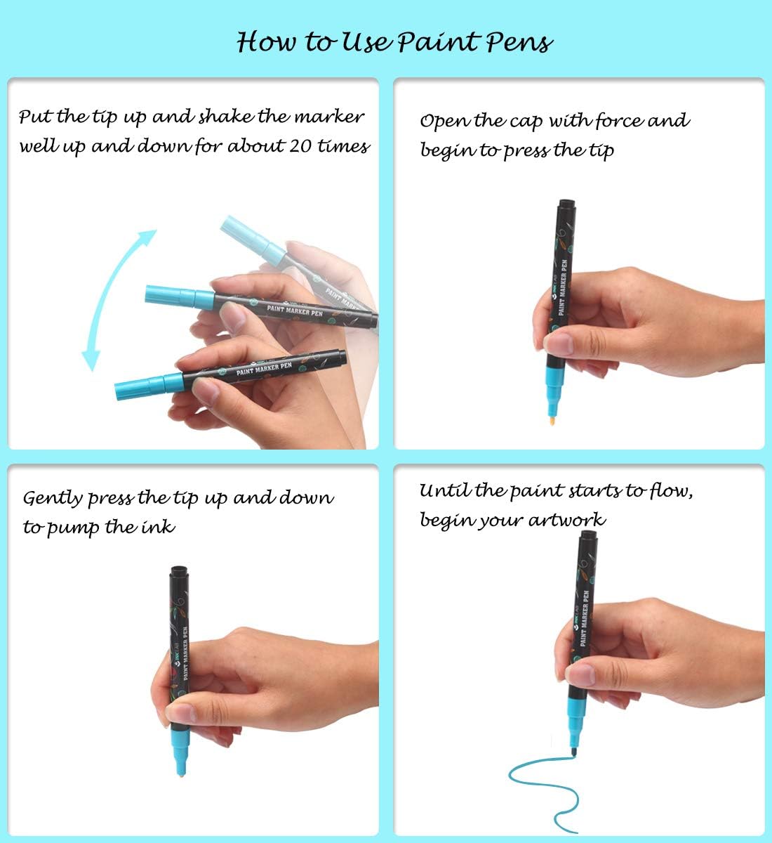 Acrylic Paint Pens 24 Colors Fabric Permanent Paint Markers Quick Dry for Rock Wood Glass Canvas Ceramic Painting, Water Based Ink : Arts, Crafts & Sewing