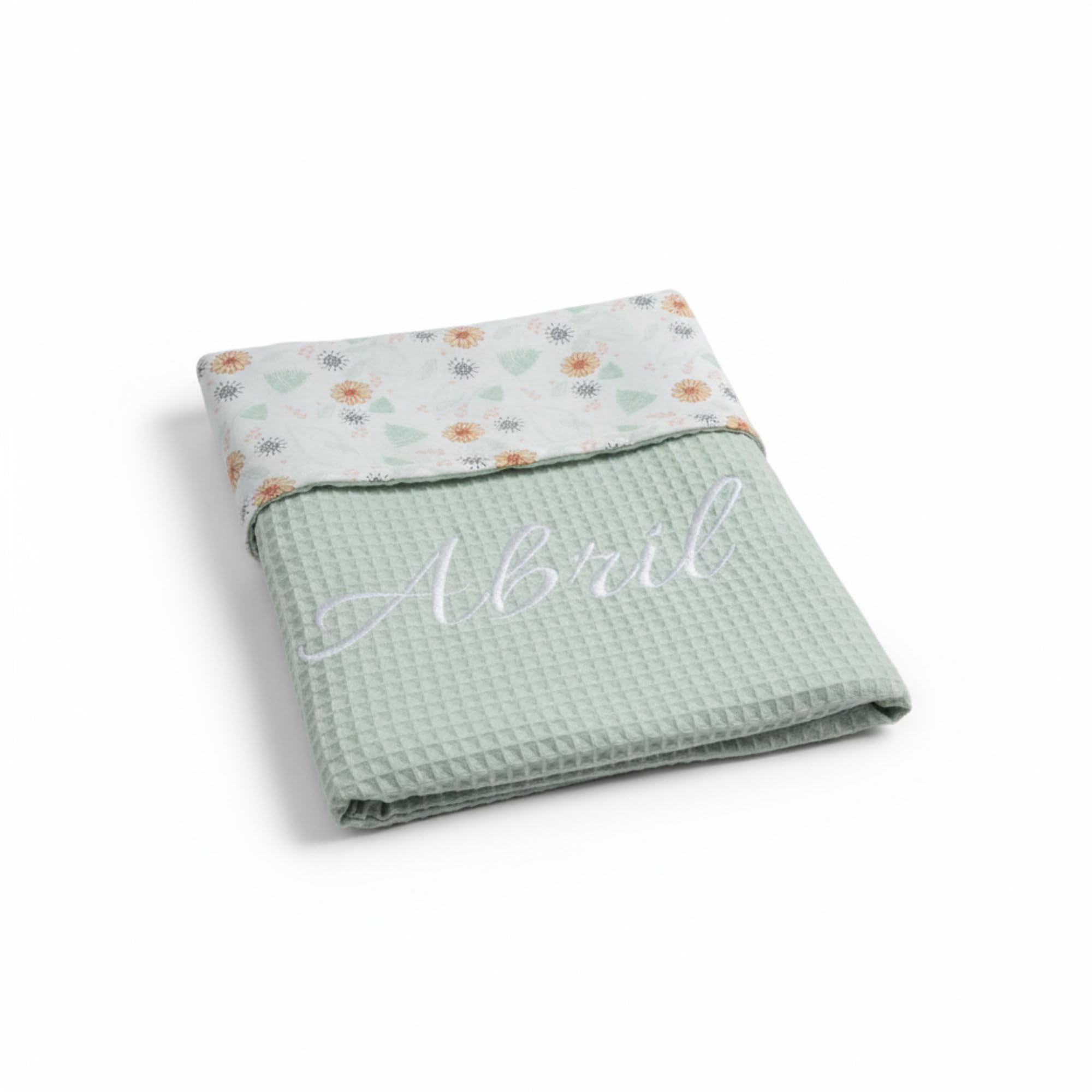 variouss Manta para Bebe Recien Nacido Personalizado con su Nombre Bordado, Cochecito o capazo. (019 Verde)
