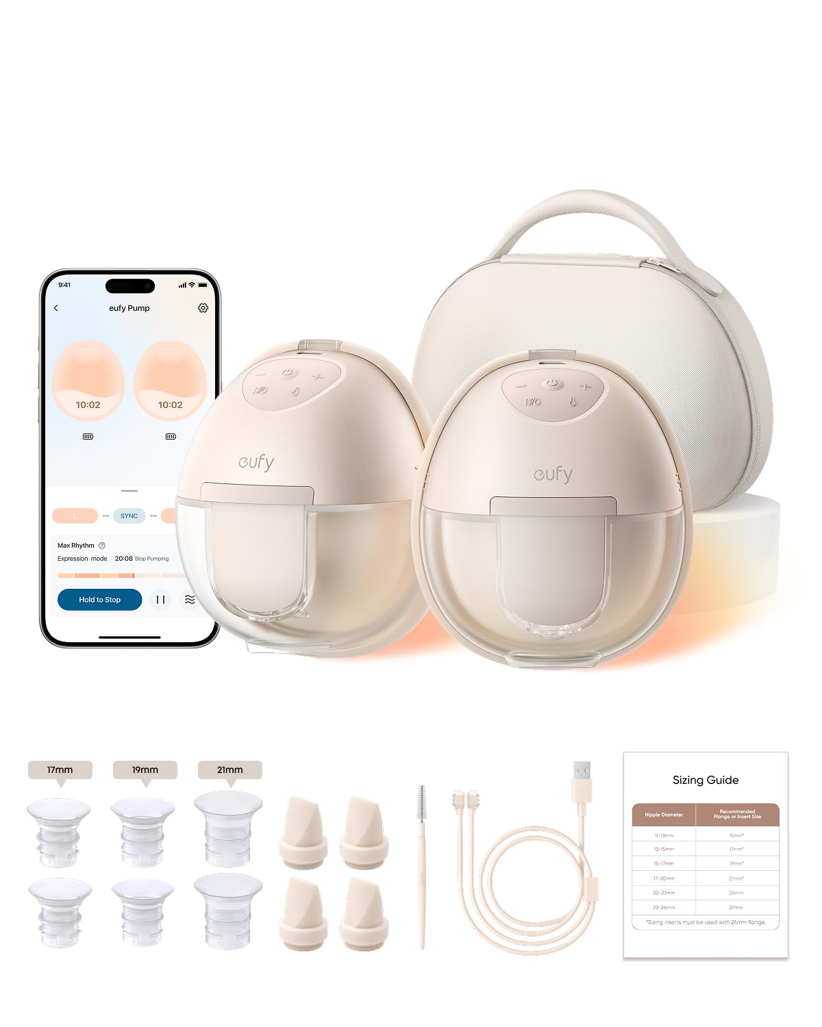 eufy Breast Pump S1 Pro, Heated Wearable Breast Pump, Electric and Hands-Free with Heating Technology, Portable Charging Case, App-Controlled Smart Rhythm, Hospital-Grade Suction, Ultra-Quiet