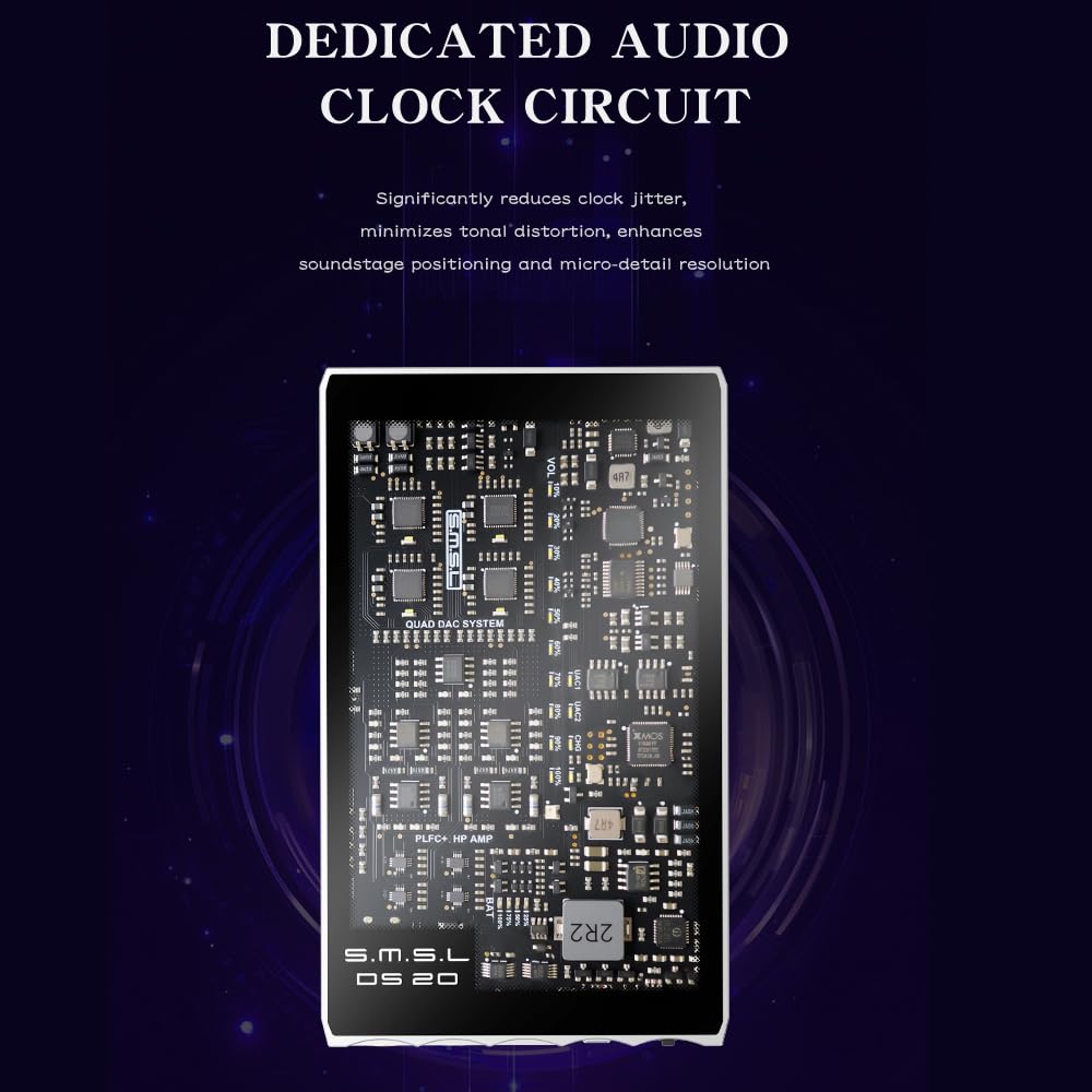 SMSL DS20 Tragbarer DAC - Kopfhörerverstärker, CS43131 - Chip, PLFC - Vollbalancierter Schaltkreis, Unterstützt MQA/DSD, Audiophiler Klang