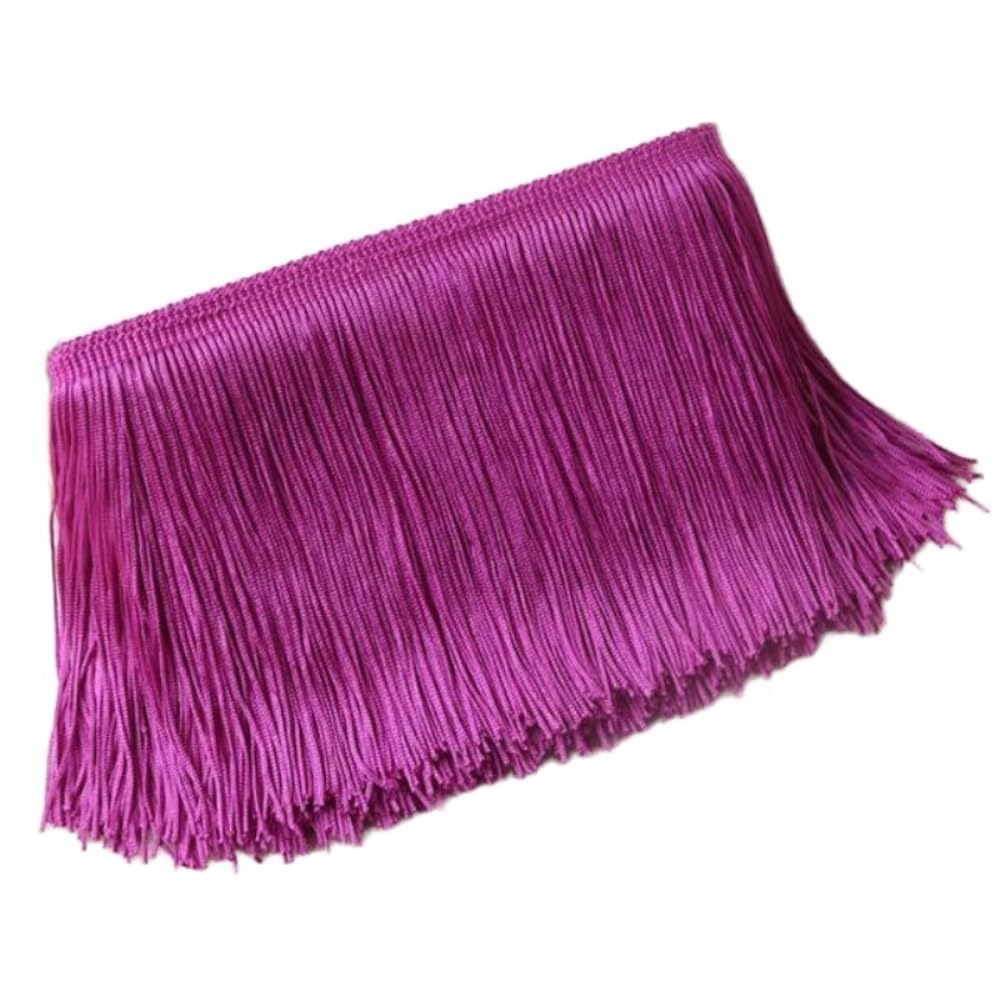 Blausky 20 cm x 1 m Wide Tassel Fringe Trim Dance Fringe Cut Fringe Silky Fringe Ribbon Decorative Ribbon Fringe Trim Ribbons for Sewing, for Latin Dress Lingerie Curtains, Rose B