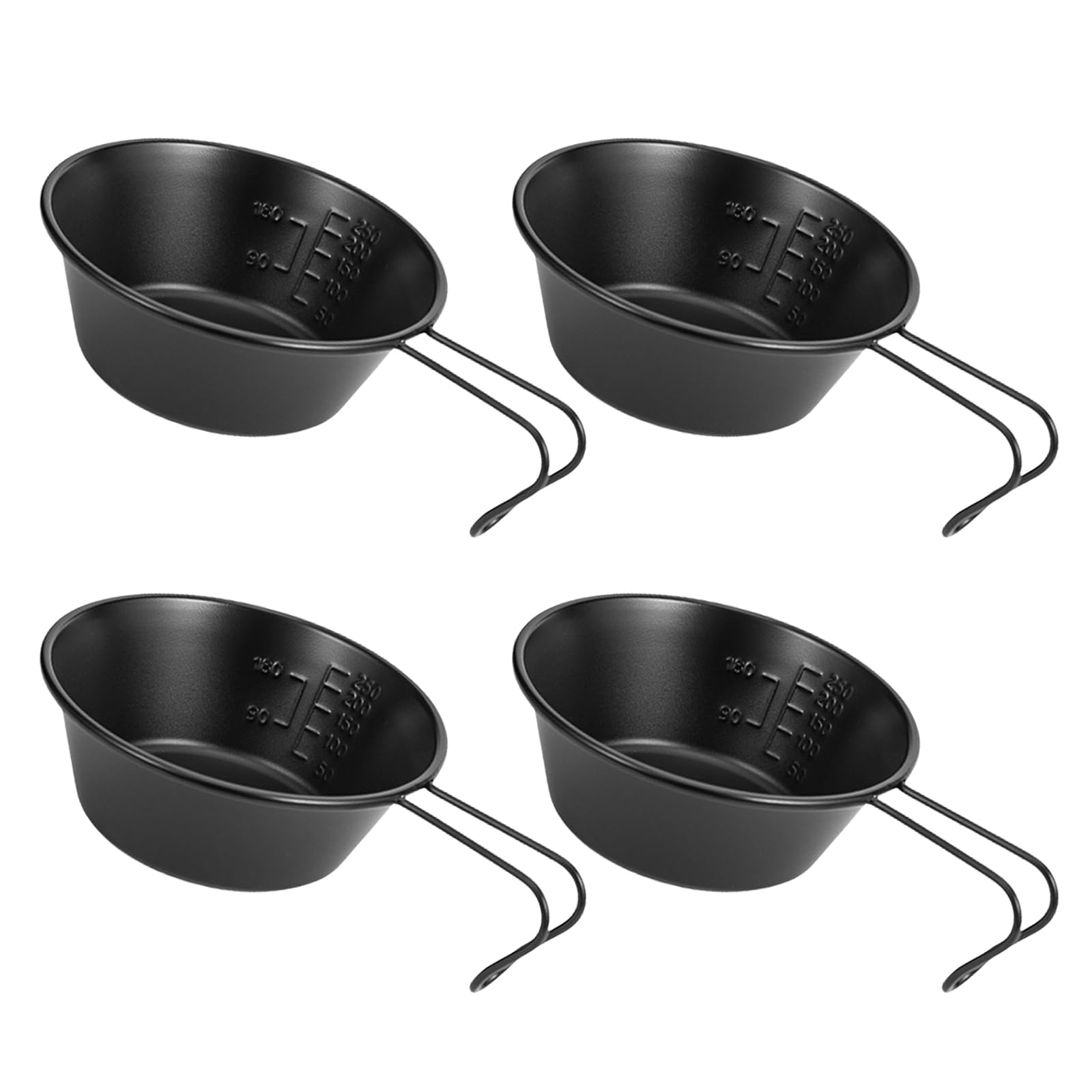 Buxuaaaa Black Of 4 Stainless Steel Serving Bowls With Folding Handle Portable Hiking Picnics Bbq Tableware Outdoor Camping Tool Stainless Steel Bowls