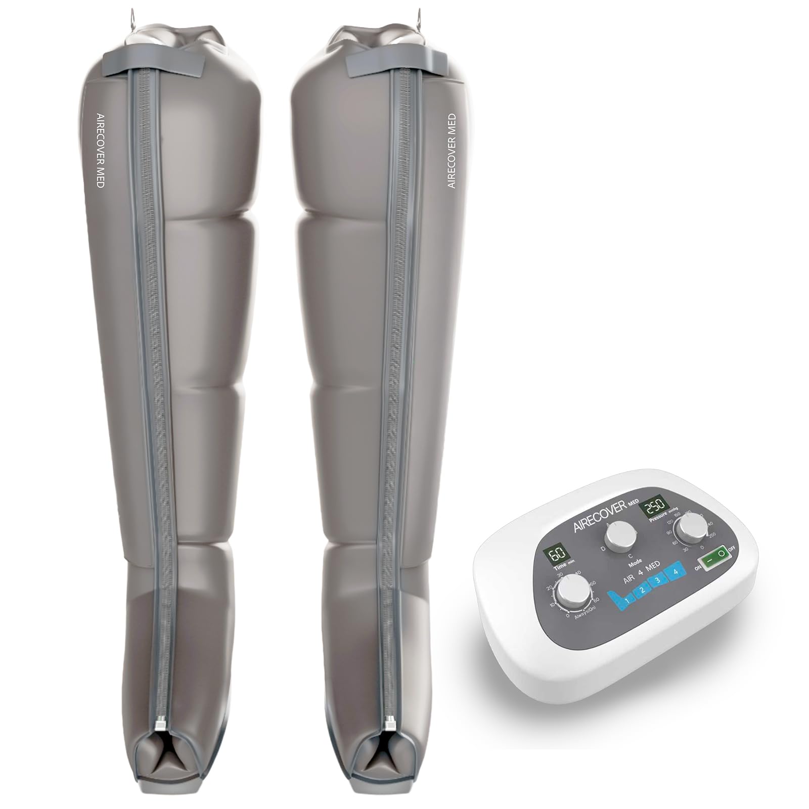 Med 4 Pressoterapia – Stivali da massaggio per gambe stanche, drenaggio linfatico e circolazione, pressione 30-250 mmHg, 4 modalità, 4 camere sovrapposte