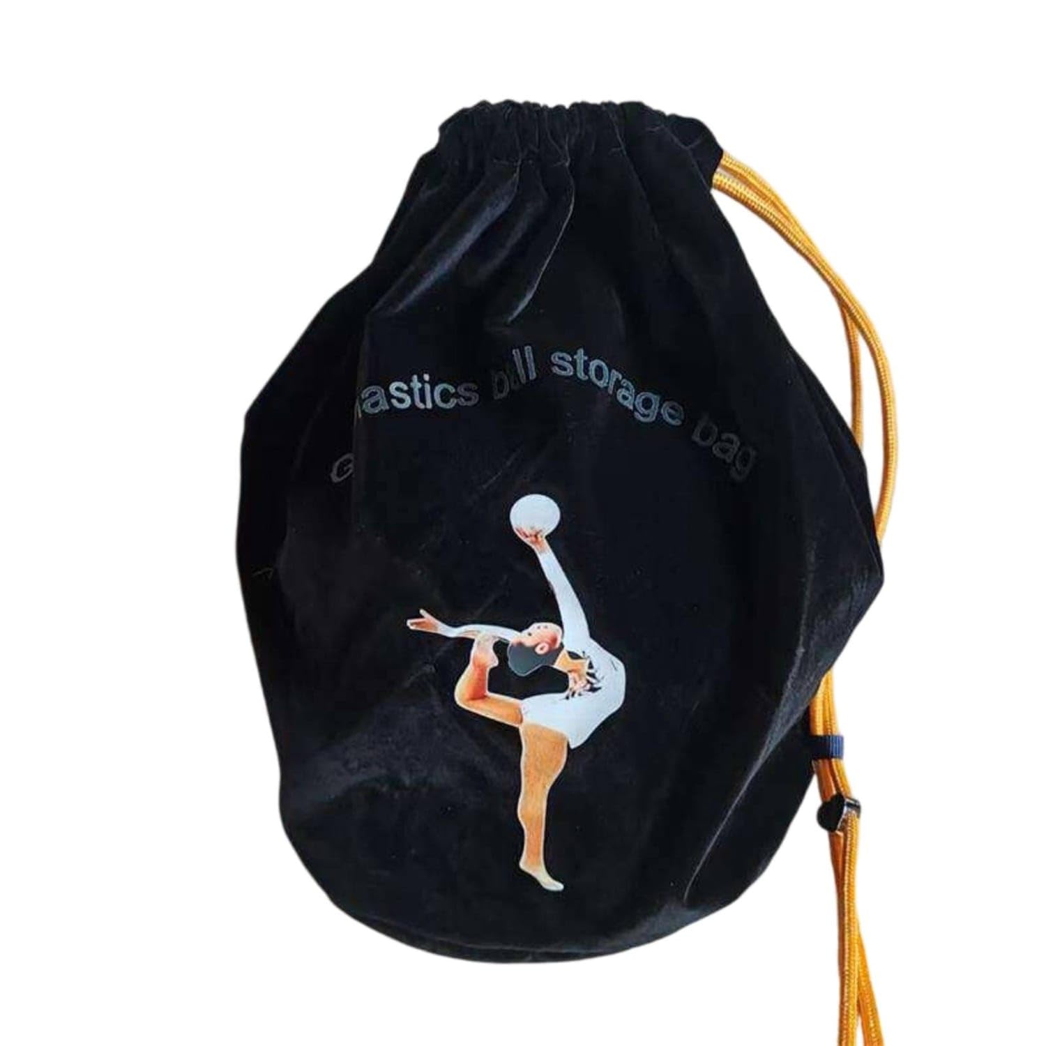 MERISHOPP Printed Graphics Gymnastics Ball Bag Gathered Top Round Drawstring Bag Portable Material Pouch Lightweight for Gymnasts, Black, Velveteen-image-6