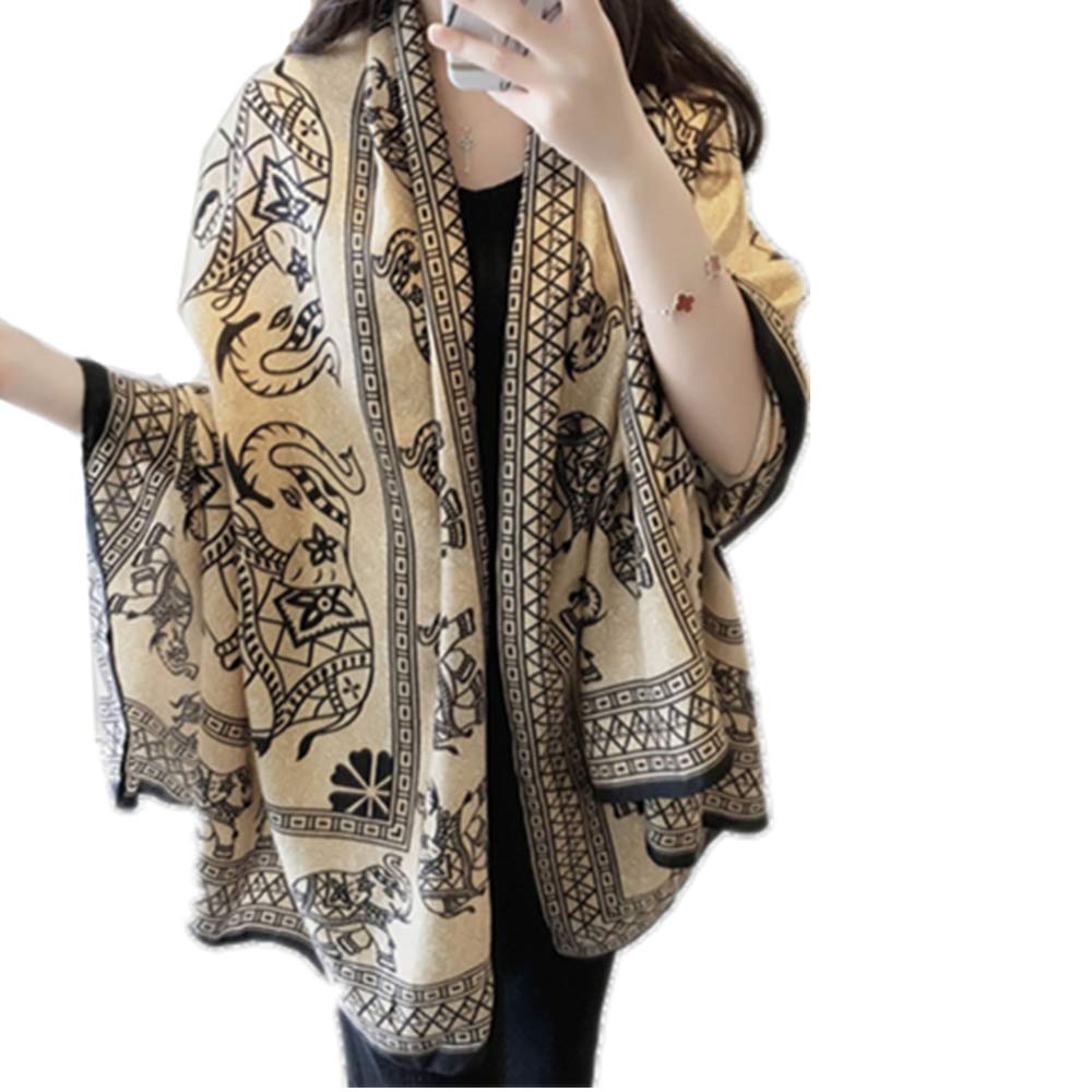 Morbuy Women's W50 Khaki Elephant Scarf Shawl For Wrap Headscarf Print Long Scarves Floral Neck Scarf Shawl Lady Fashion Soft (W50 Khaki Elephant)