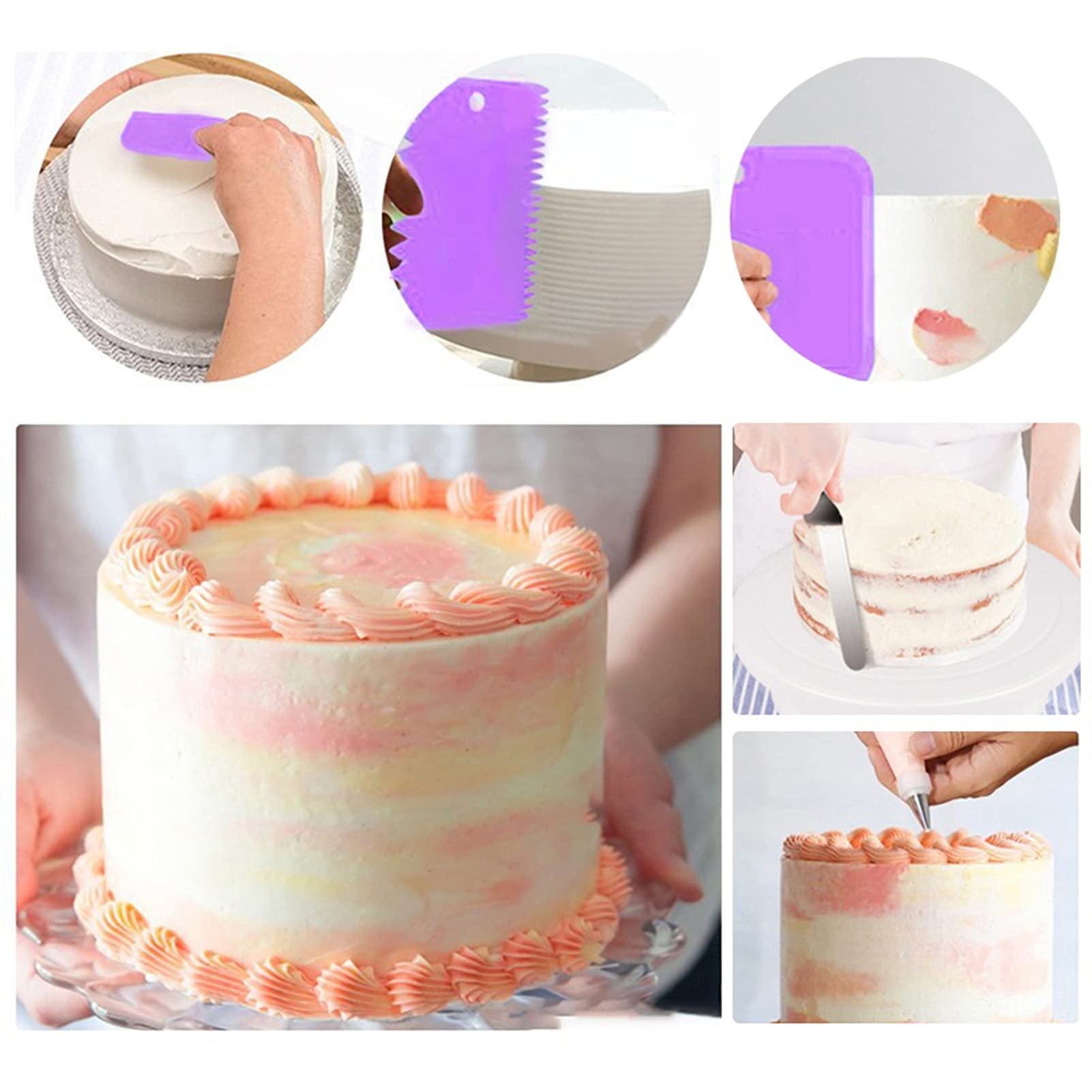 Tortenplatte Drehbar Drehring Kuchenständer Werkzeuge Kit Rotary Tisch Backenwerkzeug Rohrleitungsdüse Rohrleitungsbeutel Set Backvorräte Sets Küche DIY. Backwerkzeuge Kuchen dekorieren Verbrauchsmate