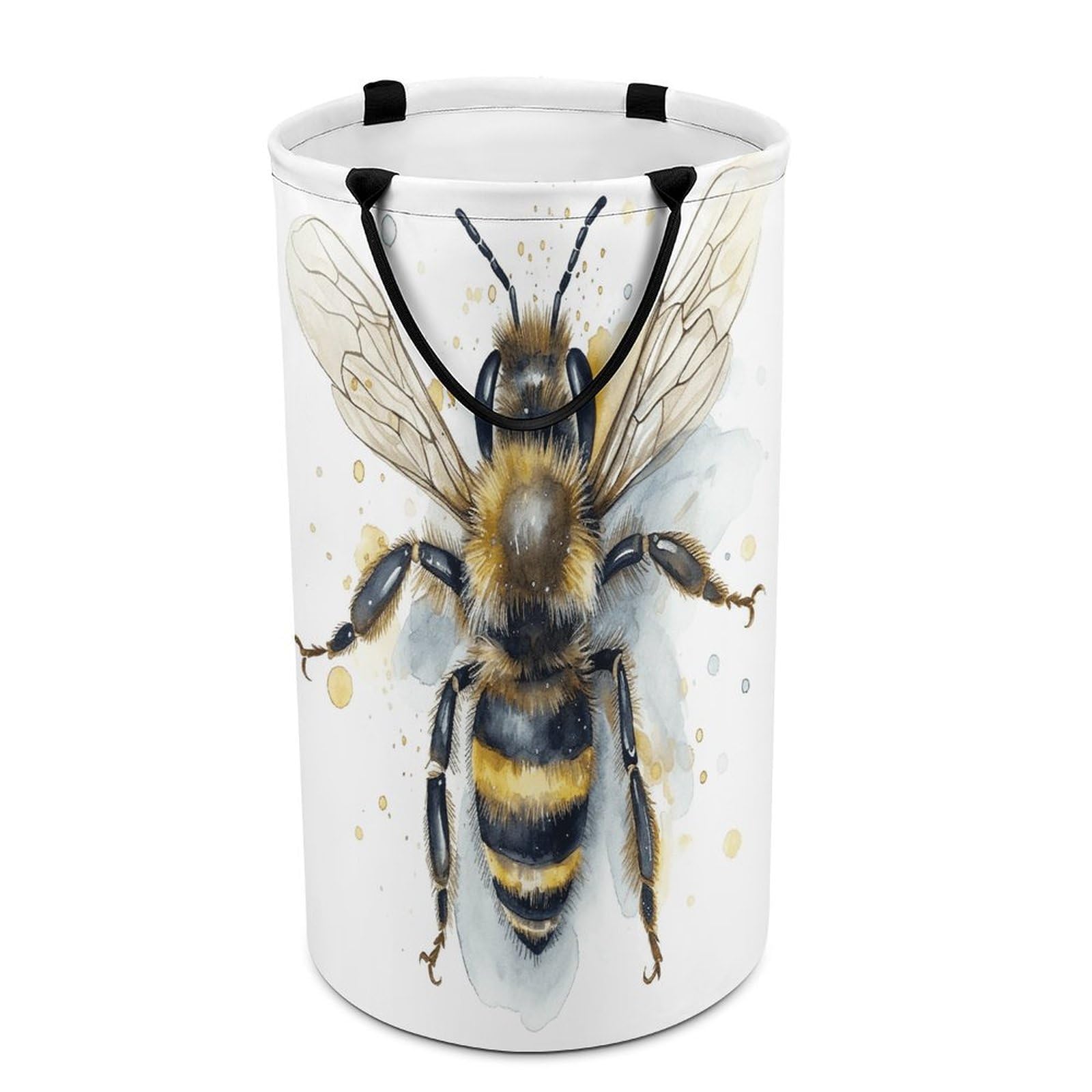 Watercolor Bee Laundry Basket Large Foldable Laundry Hamper with Handles Freestanding Collapsible Clothes Basket Waterproof Portable Dirty Clothes Hamper for Bathroom 86L