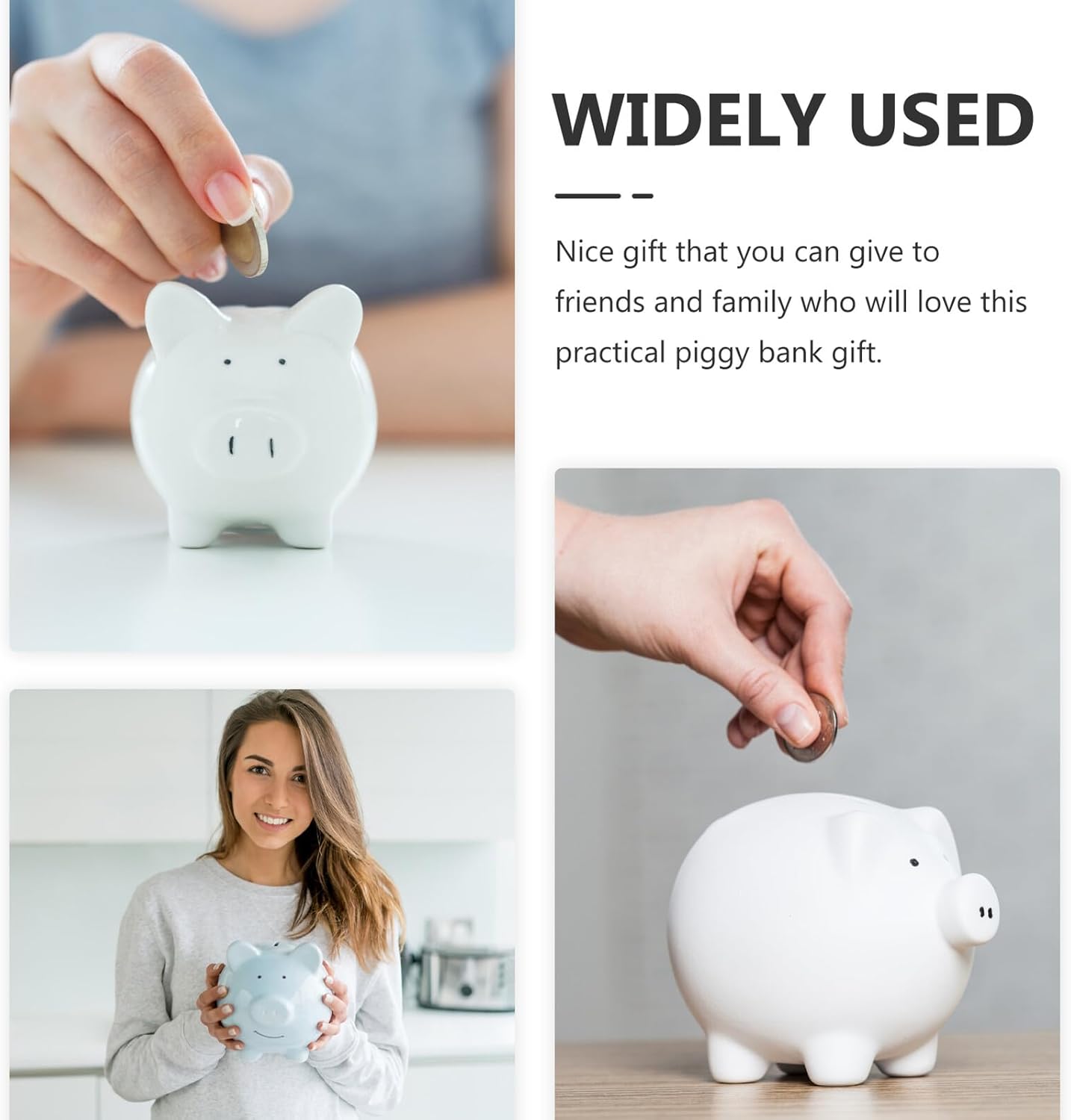 Stainless Steel Money Bank for Adults 20x20x20 Cm Ivory White Coin Savings Box Cash Safe for Home and Office Use