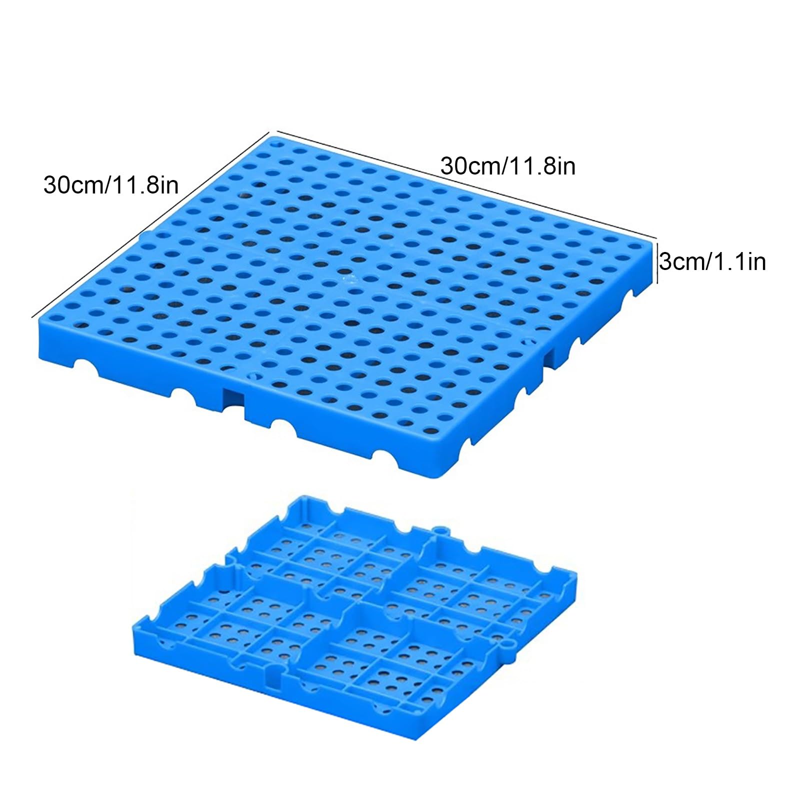 Pallet in Plastica Blu ad Incastro, Pallet da Pavimento Inseribili e Resistenti All'Umidità, per Retrobottega, Celle Frigorifere, Attrezzi da Garage, Forniture da Giardino(30x30x3cm)