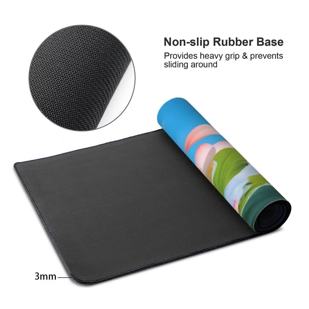 Alfombrilla Raton XXL 1200 x 600 x 3 mm, Mouse Pad Grande Gaming, Alfombrilla de Raton Flor de Loto Mousepad Lavable Desk Mat para Juegos Y Oficina, Impermeable y Antideslizante (Cielo Azul) -MP1553