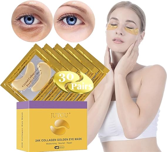 30Pairs JUYOU 24K Gold Under Eye Patch, Eye Mask, Collagen Eye Patch