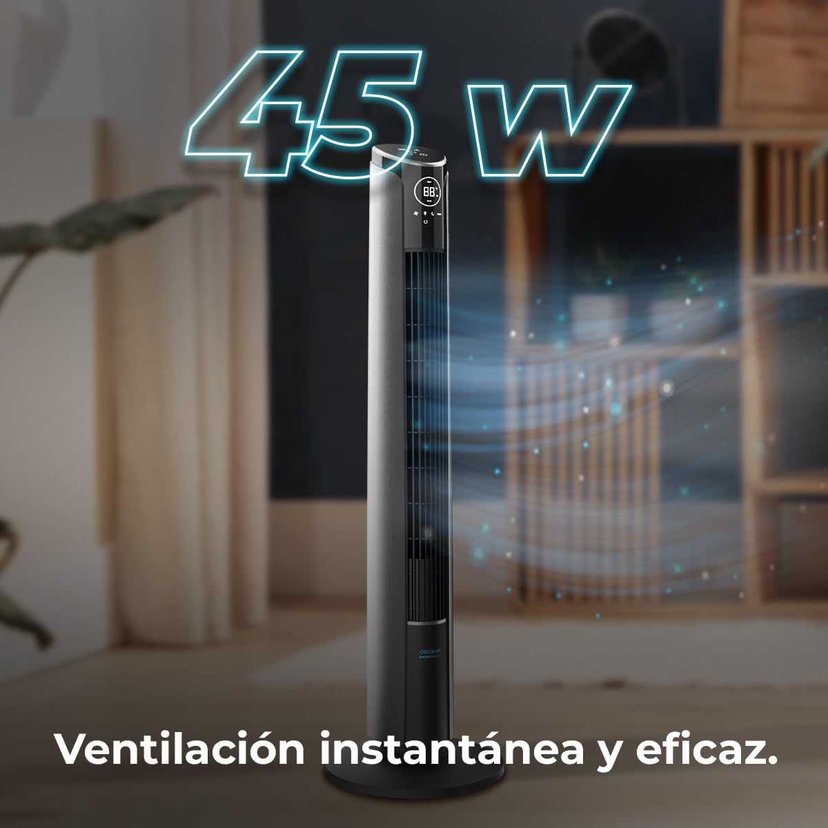 Cecotec Ventilateur Colonne EnergySilence 9250 Skyline Smart Tilt 45 W | 42 Pouces, 3 Vitesses, 4 Modes de Fonctionnement, Minuterie Programmable 12 Heures, Oscillation Automatique 70°