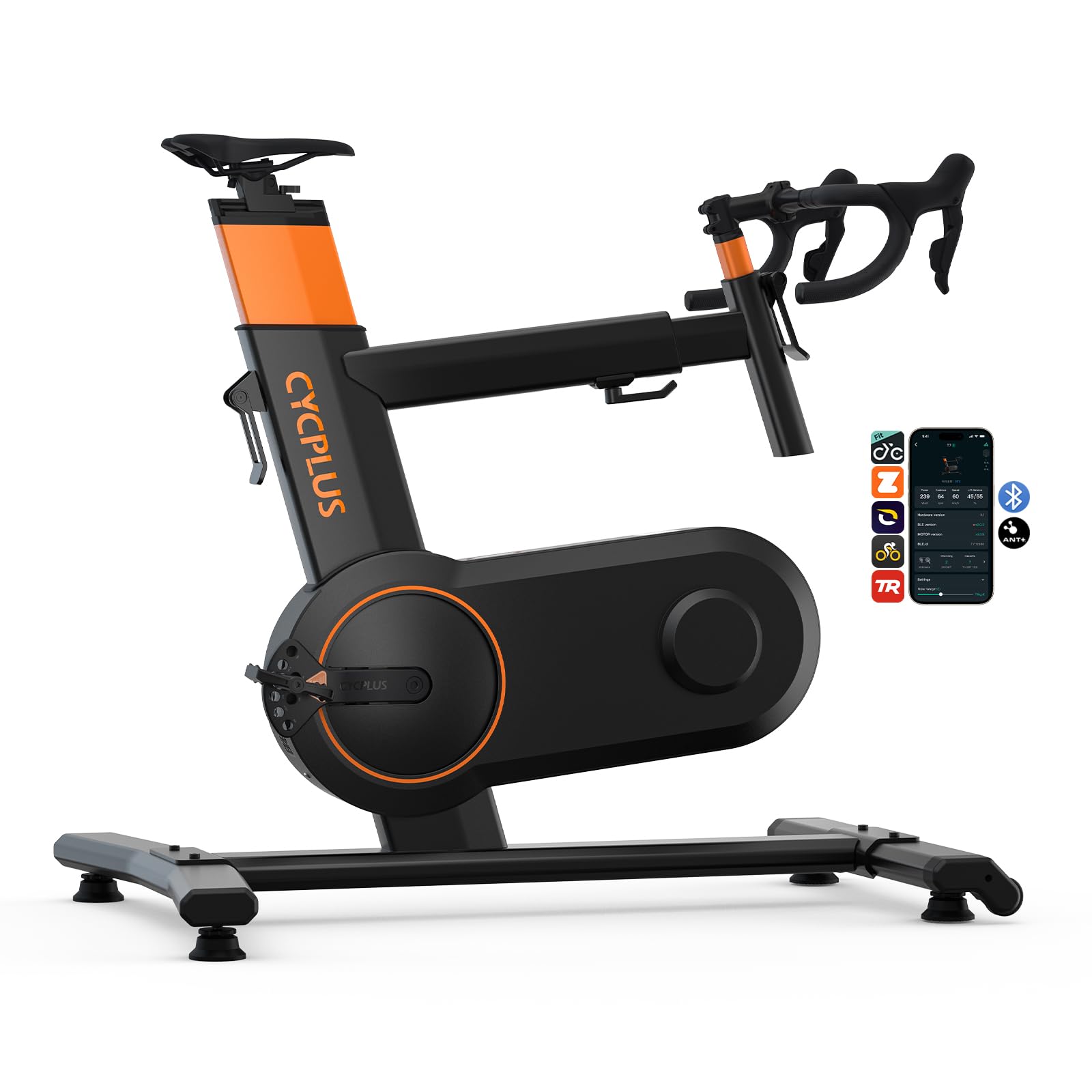 CYCPLUS T7 Smart Fahrradtrainer, 2200W Motor, 20% Steigungssimulation | Platzsparendes Design, bürstenloser Motor, BLE & ANT+ Dual-Modus, Virtuelles Schalten, Bergauf-/Bergab-Simulation