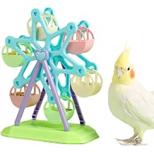 SEIS Ferris Wheel Toy for Bird with Feeder Training Parrot Food Box Birds Brain Game in Cage Ferris Wheel