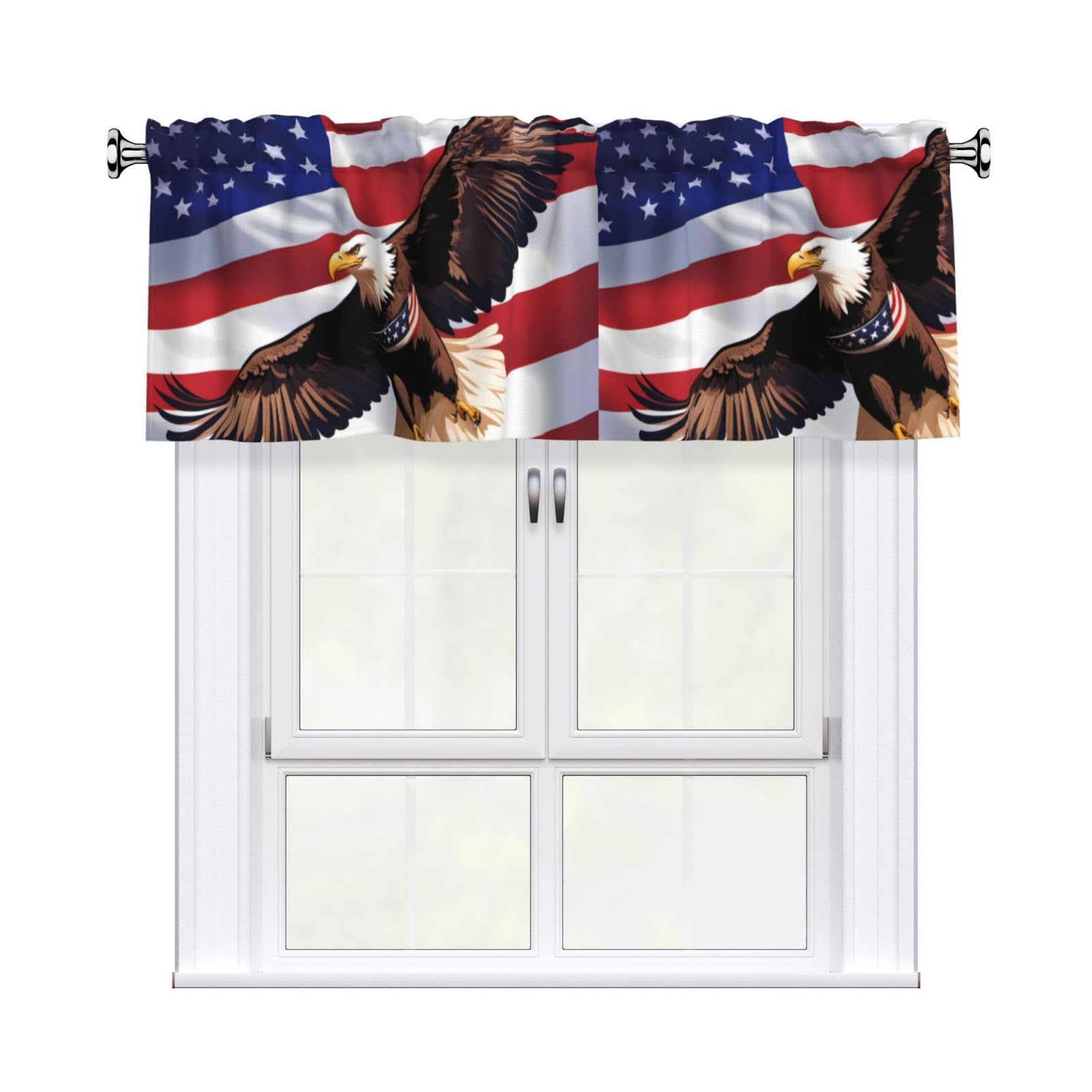 WHJSSF USA Patriotic Eagle with American Flag Prints Housewarming Gift – Peach Skin Window Valance 54x18 for a Cozy Kitchen Refresh