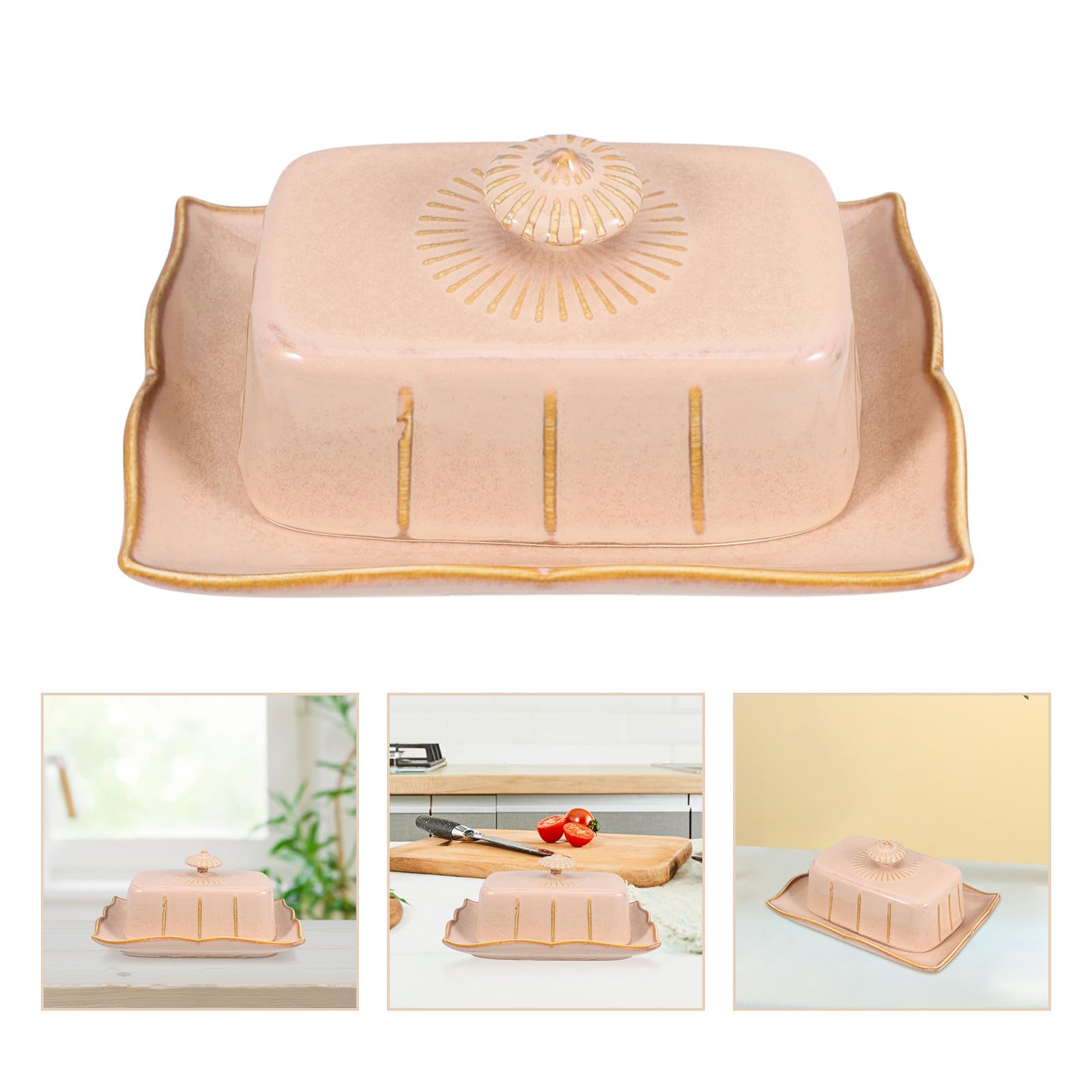 jojofuny Beurrier Céramique avec Couvercle Plat de Rangement pour Beurre et Fromage Beurrier de Cuisine Domestique